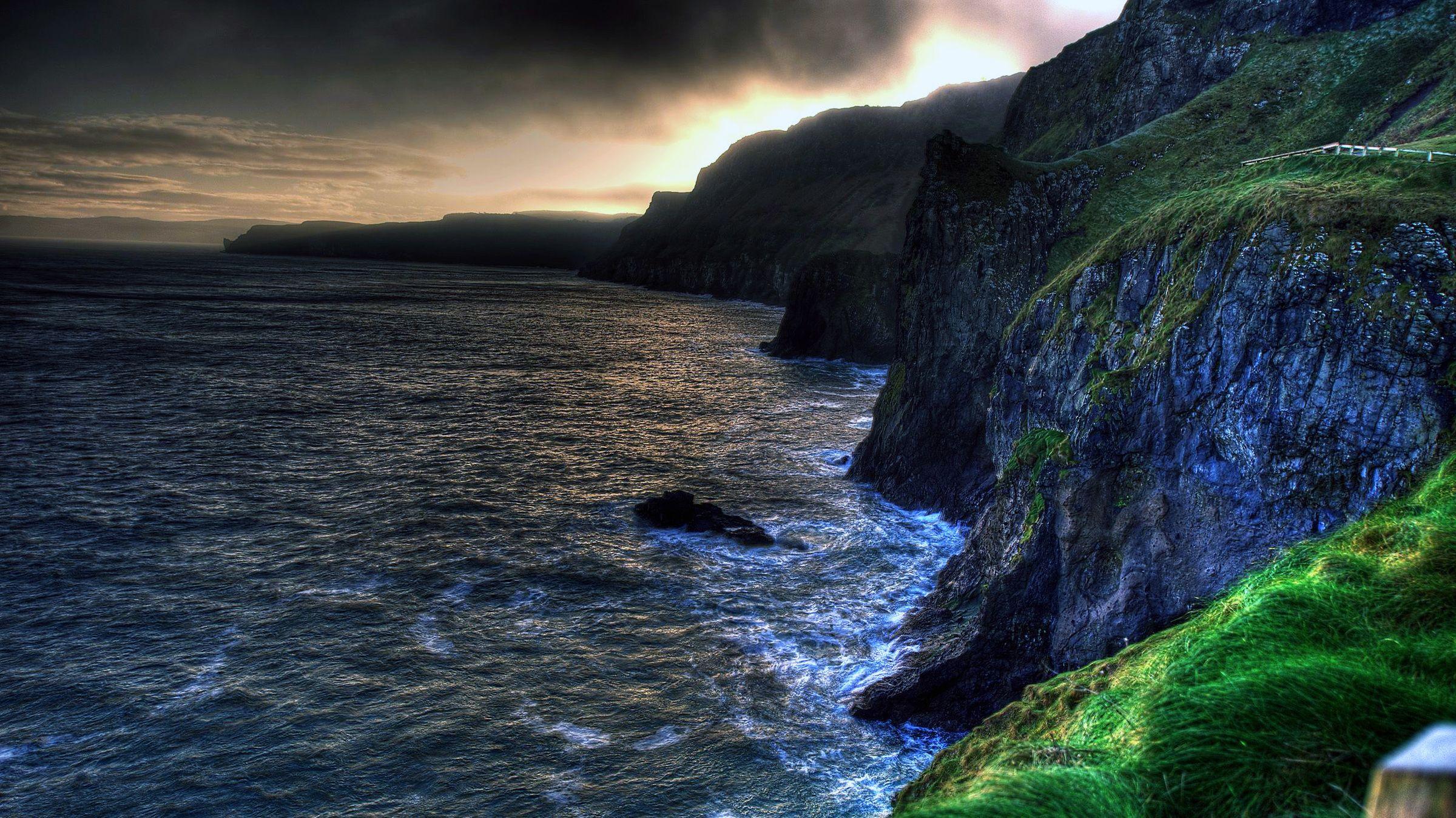 2400x1350 The wallpaper of amazing coastline of Ballintoy in Northern Ireland