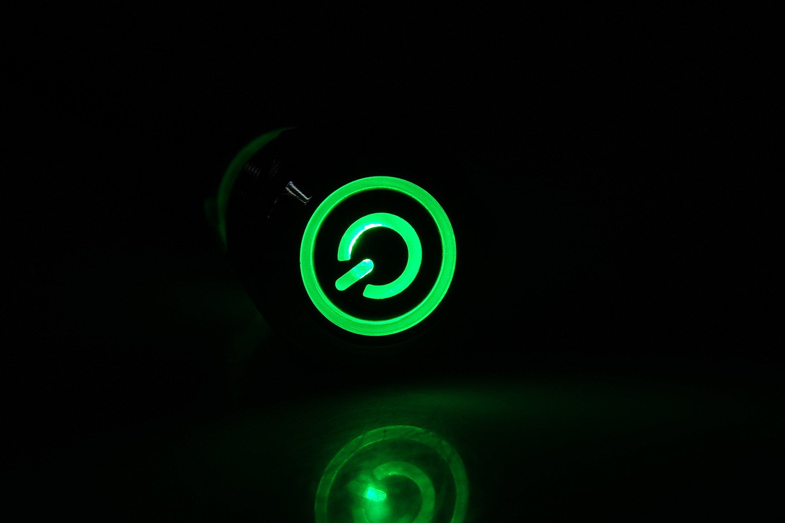 2560x1706 KNACRO 16mm Chassis Switch Metal Button Switch with 100CM 3.3FT Extension Cable Green Switch Symbol LED Suitable for DIY Computer Switch and Restart Button(Green Switch Symbol) : Industrial & Scientific