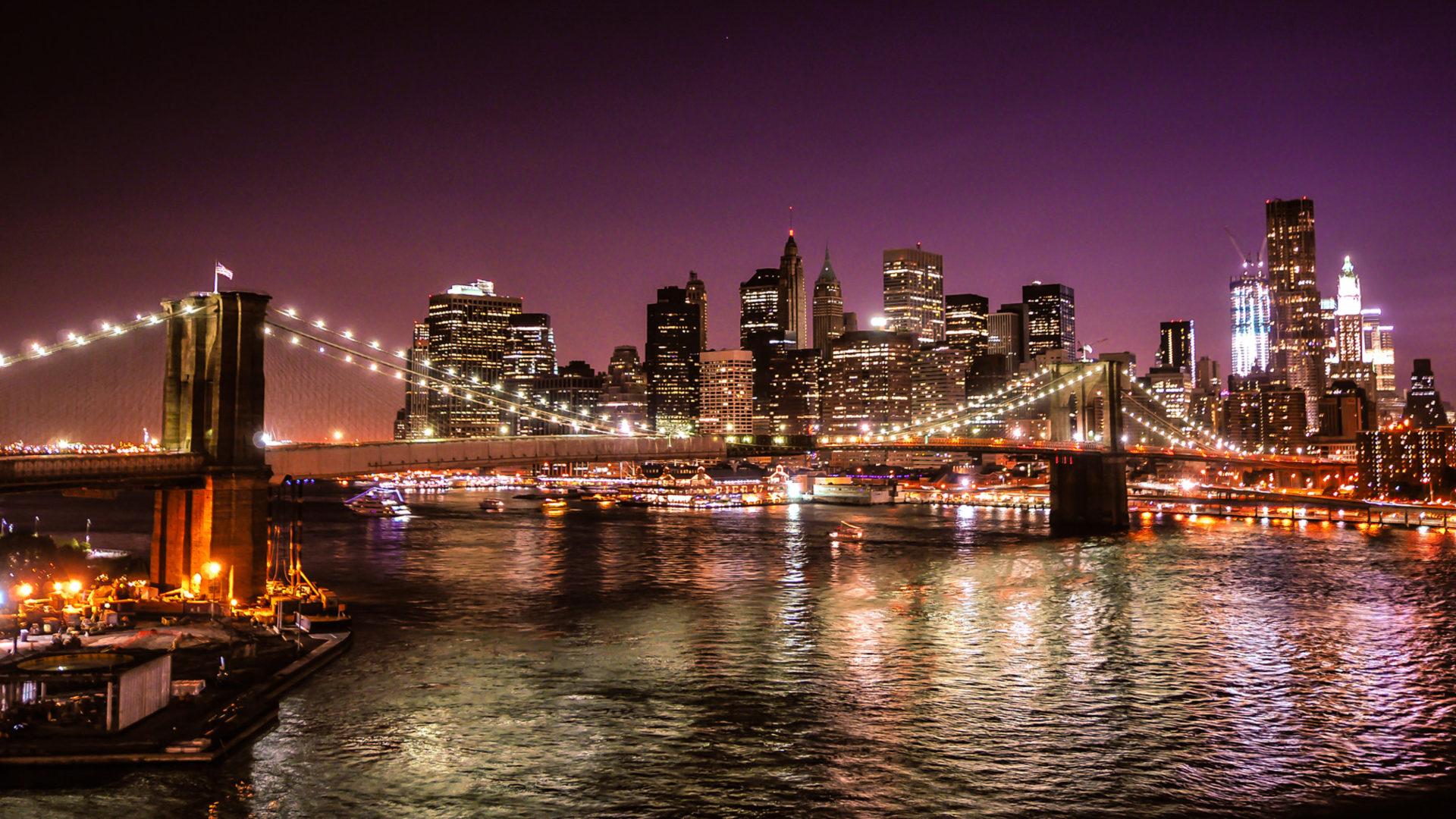1920x1080 New York City United States Of America Night On The Brooklyn Bridge From Manhattan Bridge Ultra HD Wallpaper And Lapx2160 :