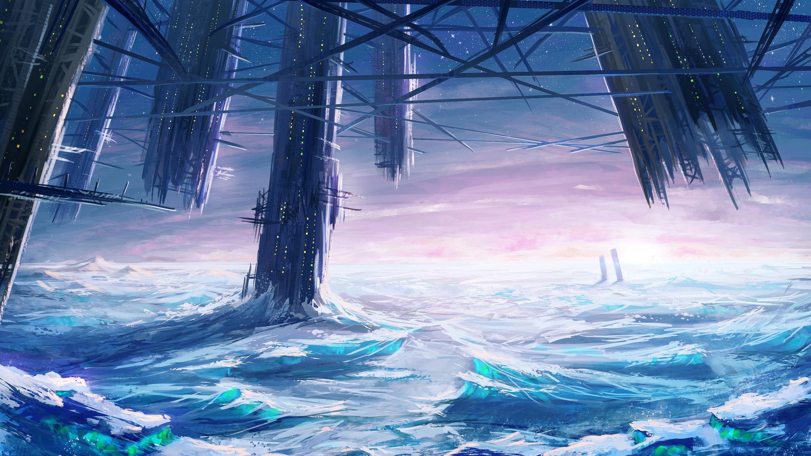 2700x1519 Ice Castle Sci Fi Landscape [2700 X 1519]