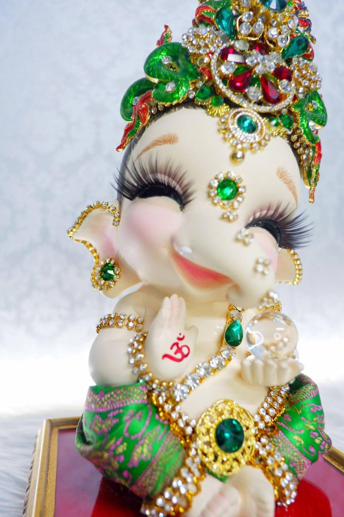 1184x1776 Download Cute Ganesha Green Clothing Wallpaper