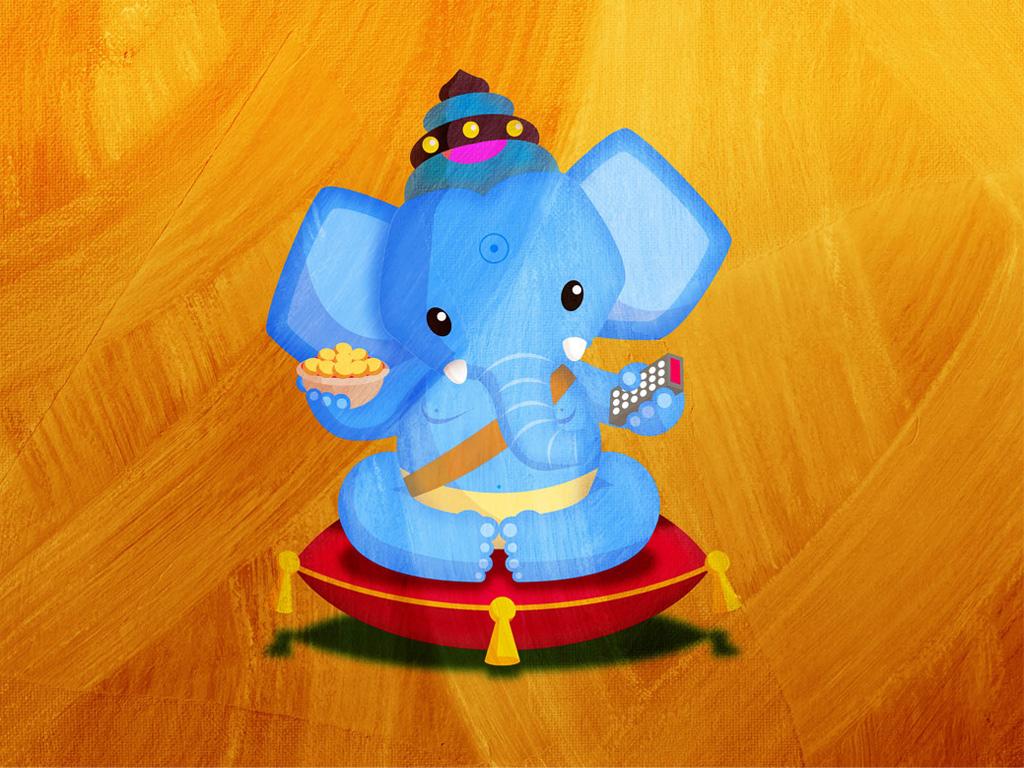 1024x768 HD wallpaper cute ganesha