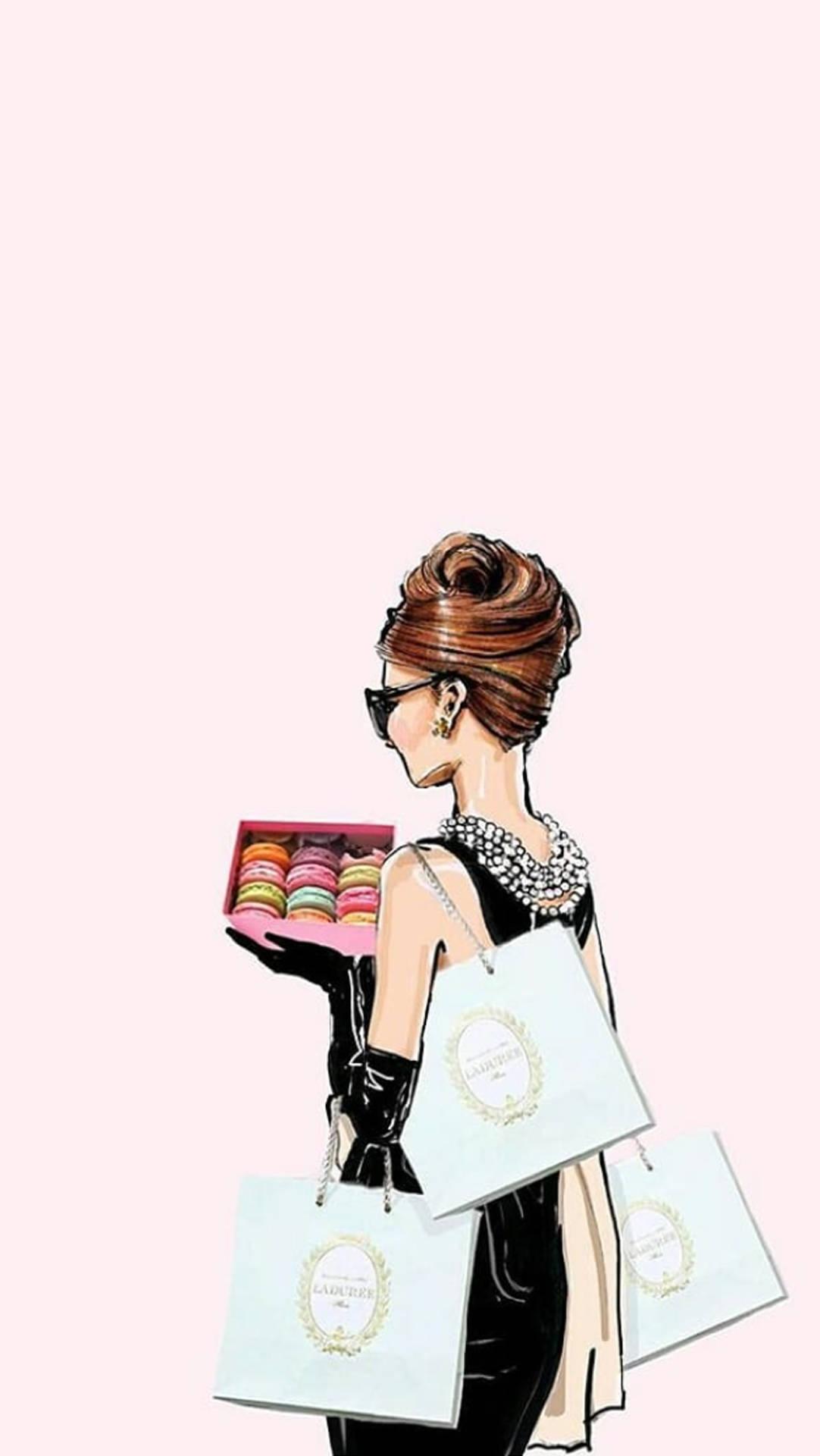 1082x1920 Download Pink Audrey Hepburn Fashion Wallpaper