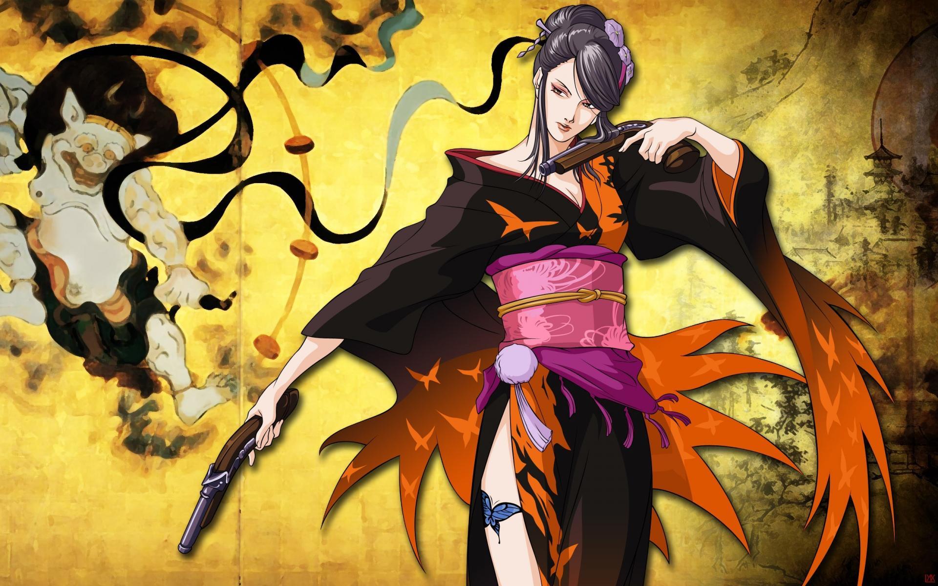 1920x1200 Pistols kimono sengoku basara japanese clothes anime girls wallpaper