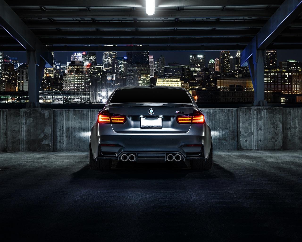 1280x1024 Wallpaper BMW M3 F80 matte black car rear view, night, city 1920x1200 HD Picture, Image