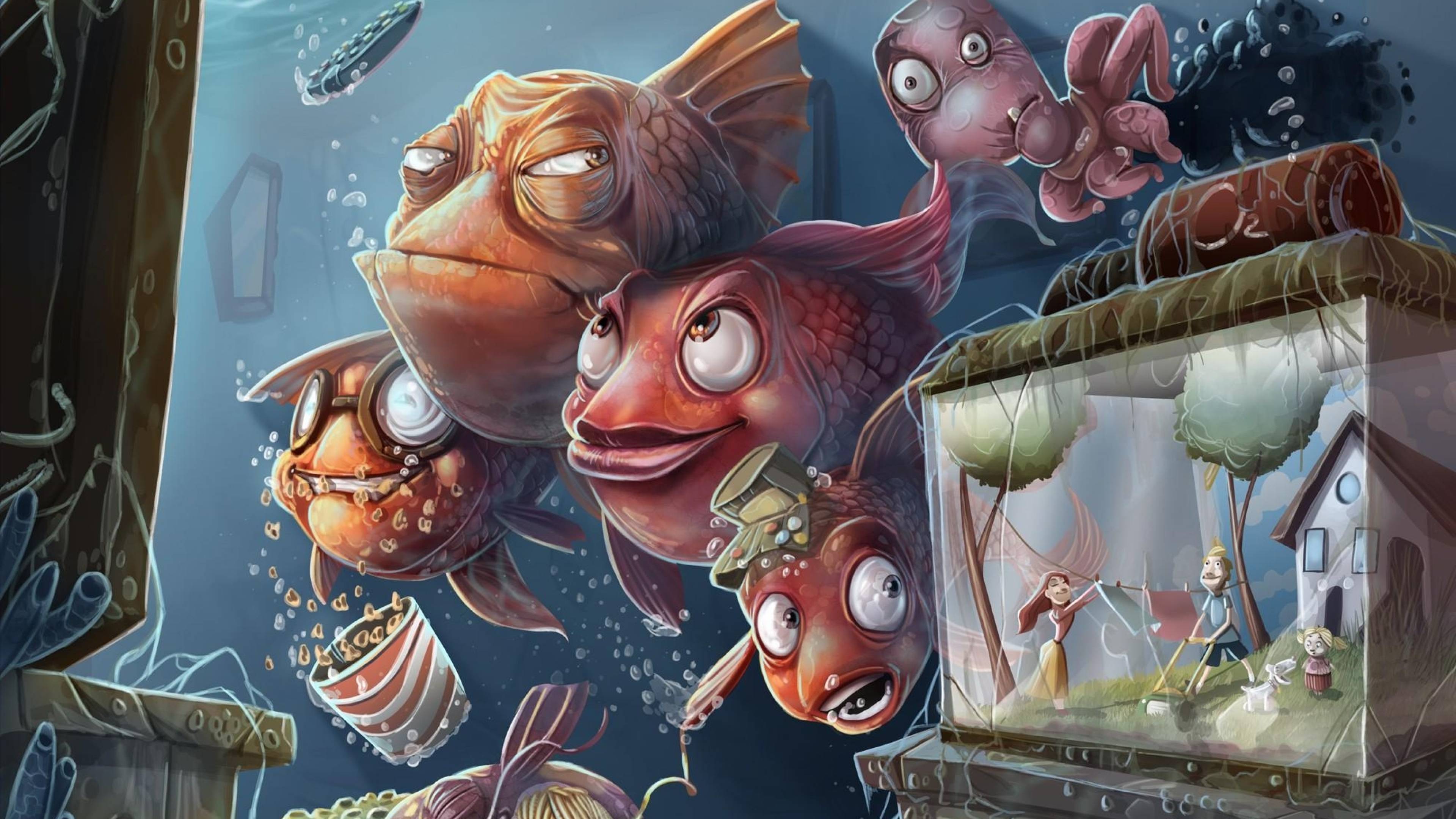 3840x2160 fish, octopus, aquarium 4K Wallpaper, HD Fantasy 4K Wallpaper, Image, Photo and Background