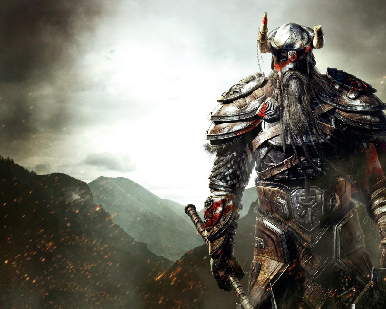 1280x1024 Viking on a background of mountains Desktop wallpaper 1280x1024
