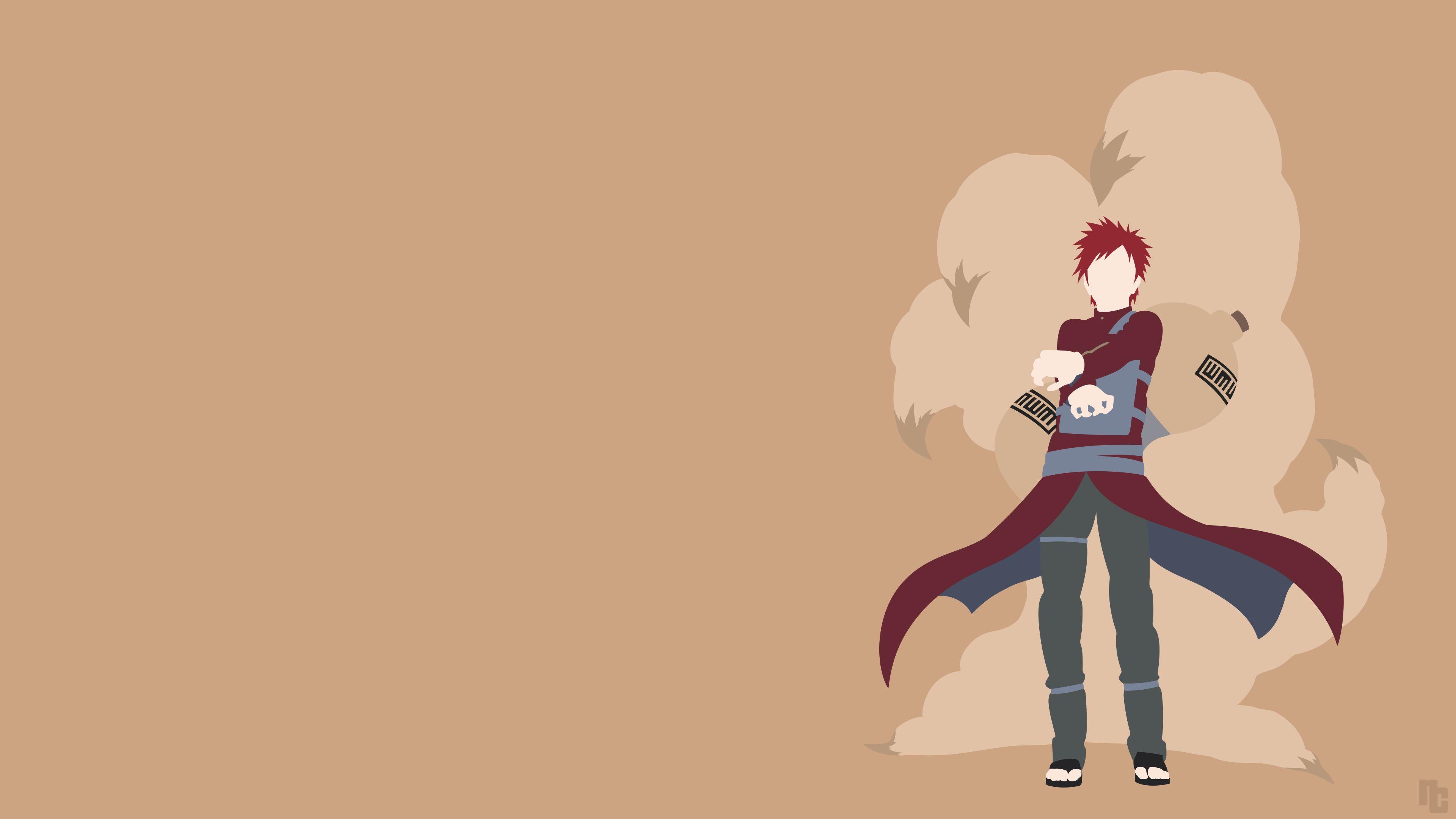 3840x2160 HD desktop wallpaper: Anime, Naruto, Minimalist, Gaara (Naruto) download free picture