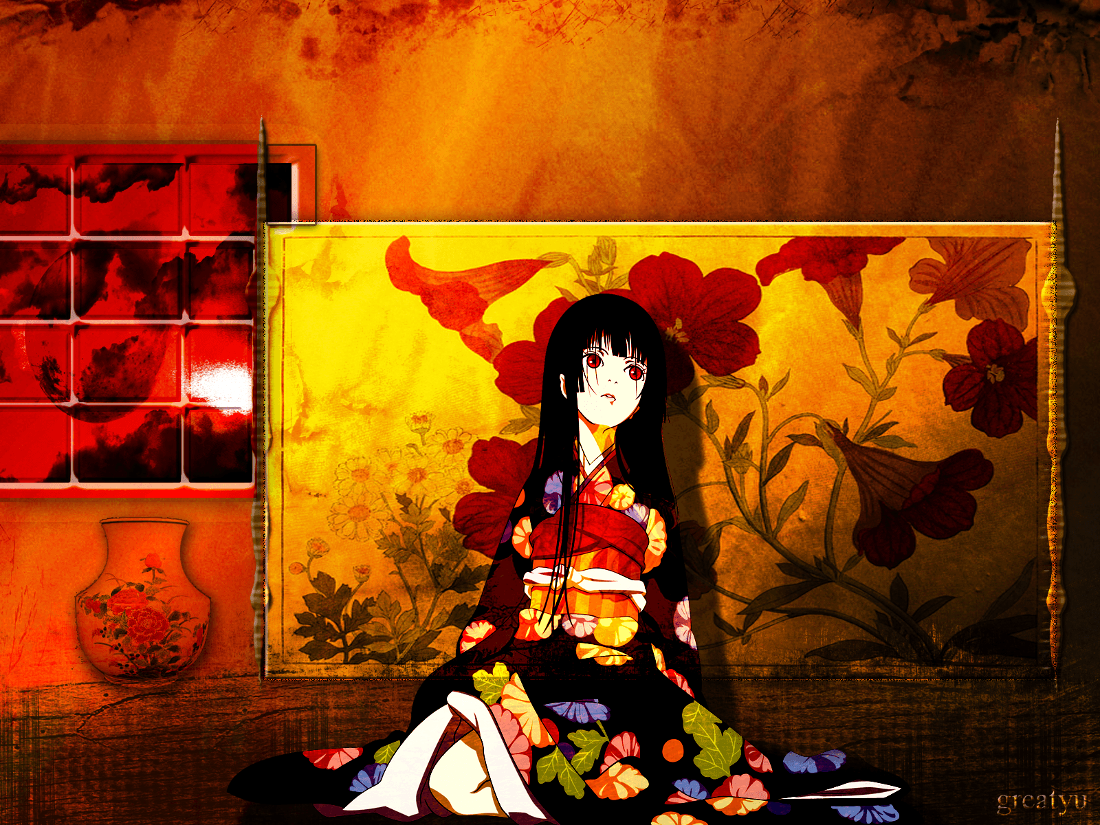1600x1200 Hell Girl Red Moon Computer Wallpaper, Desktop Background