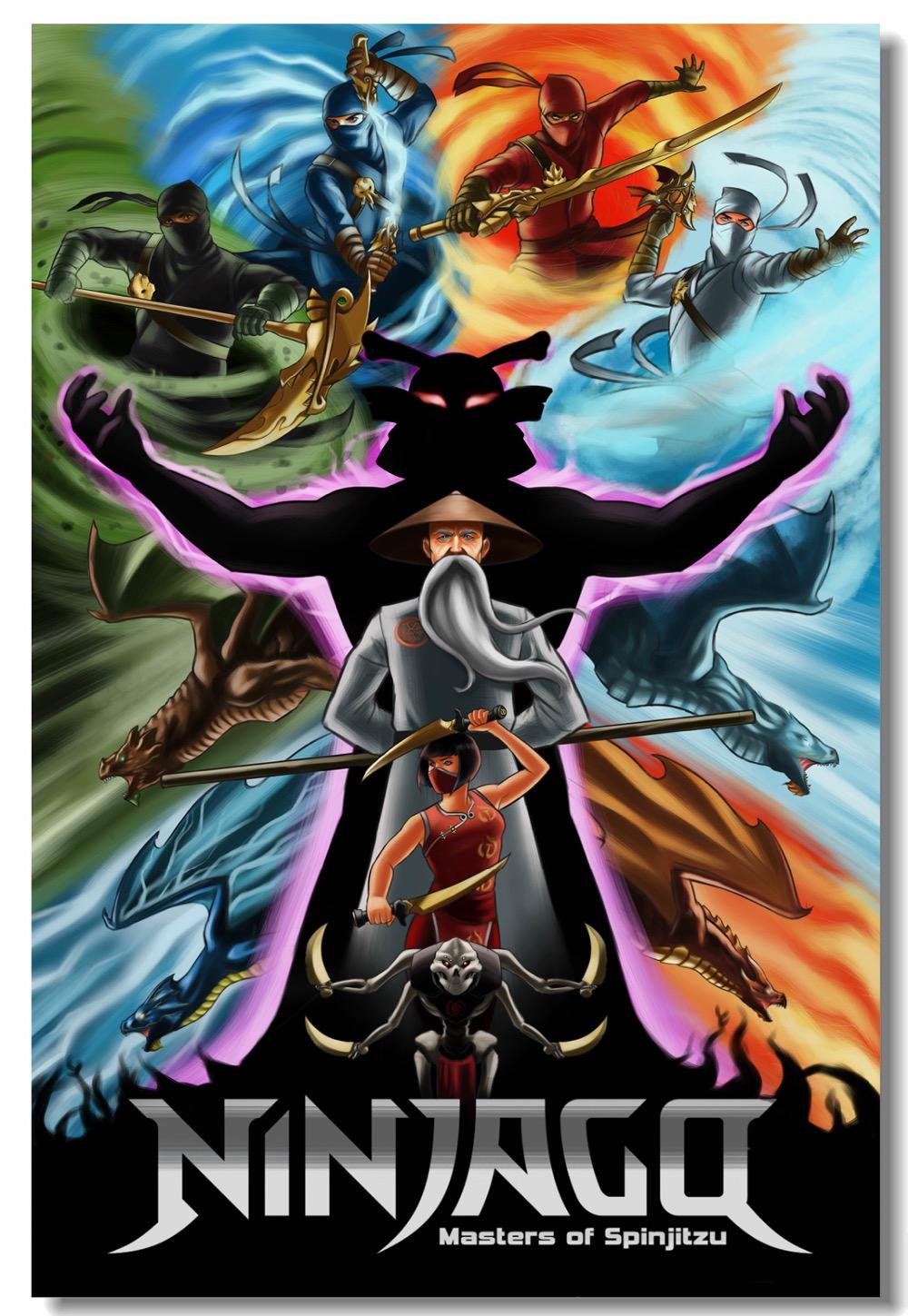 1000x1449 Custom Canvas Wall Decals Ninja Warriors Poster Master Of Spinjitzu Wall Stickers Cartoon Wallpaper Kids Room Decoration #