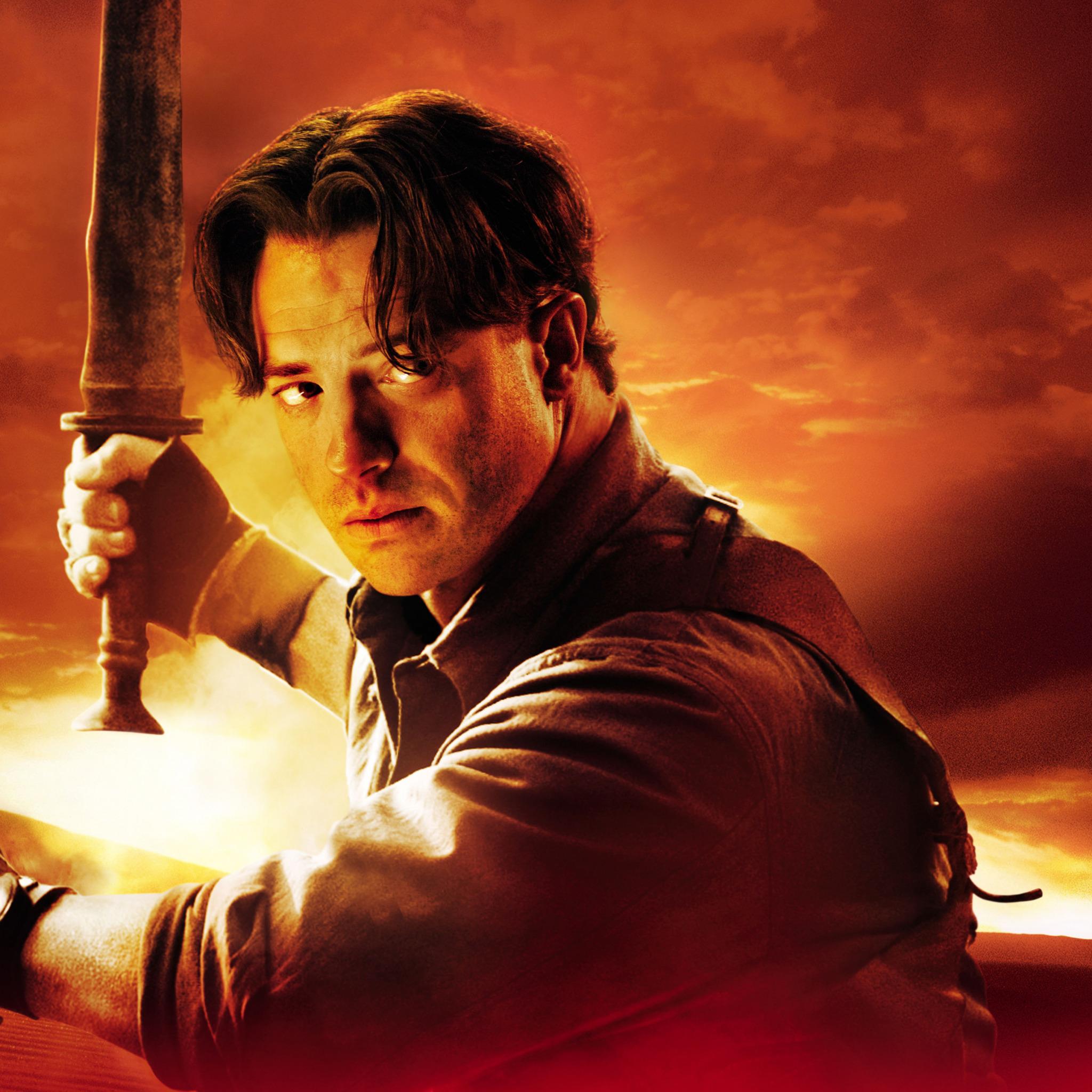 2048x2048 Download wallpaper Look, Swords, Brendan Fraser, Brendan Fraser, The Mummy: Tomb of the Dragon Emperor, Richard Rick O'Connell, Mummy: Tomb of the Dragon Emperor, section films in resolution 2048x2048