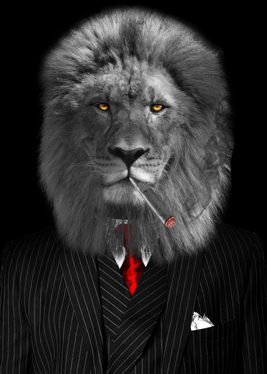 857x1200 lion with suit' Poster by wesley van zwol