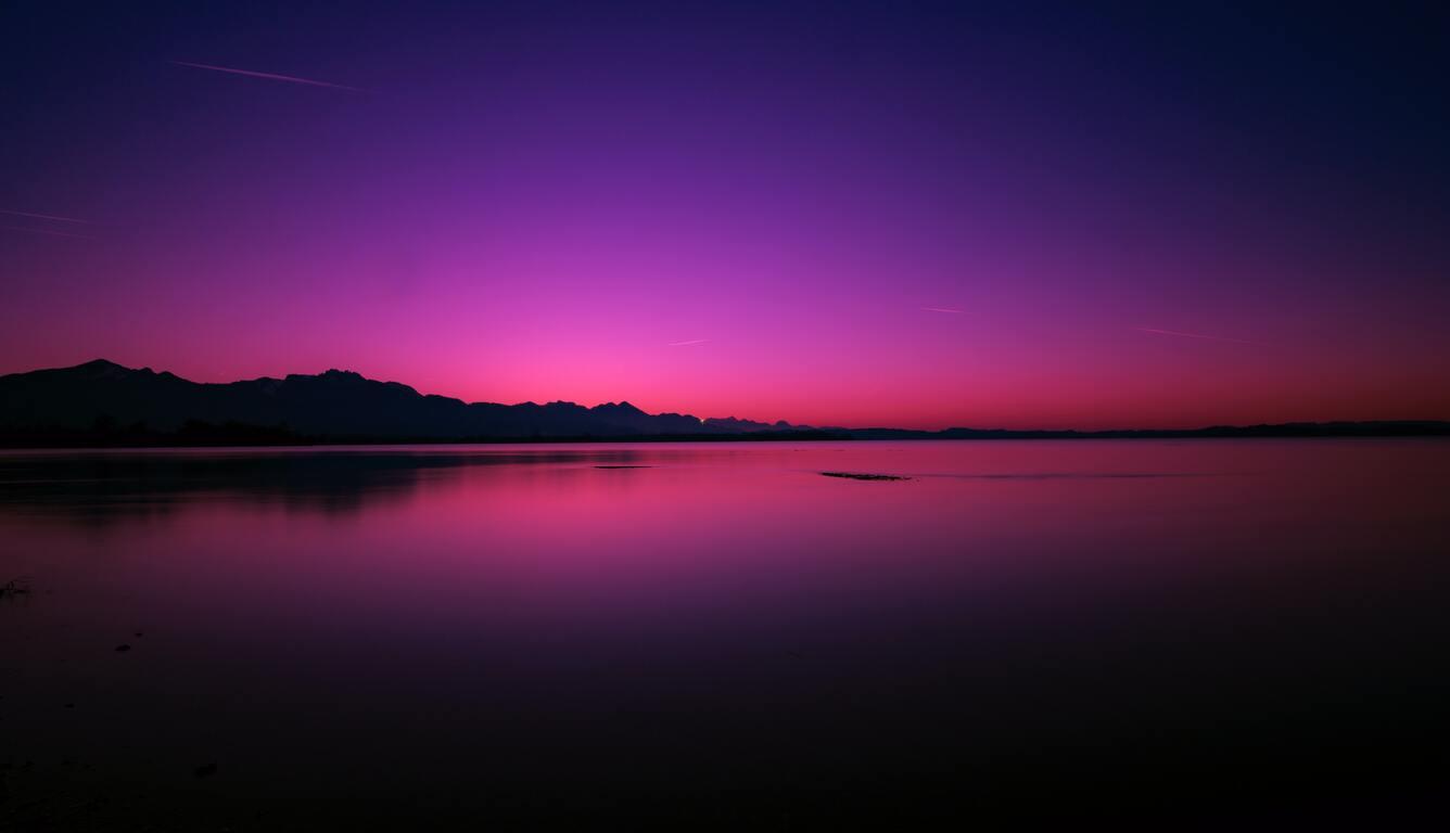 1336x768 Calm Water Body Pink Evening 4k Laptop HD HD 4k Wallpaper, Image, Background, Photo and Picture