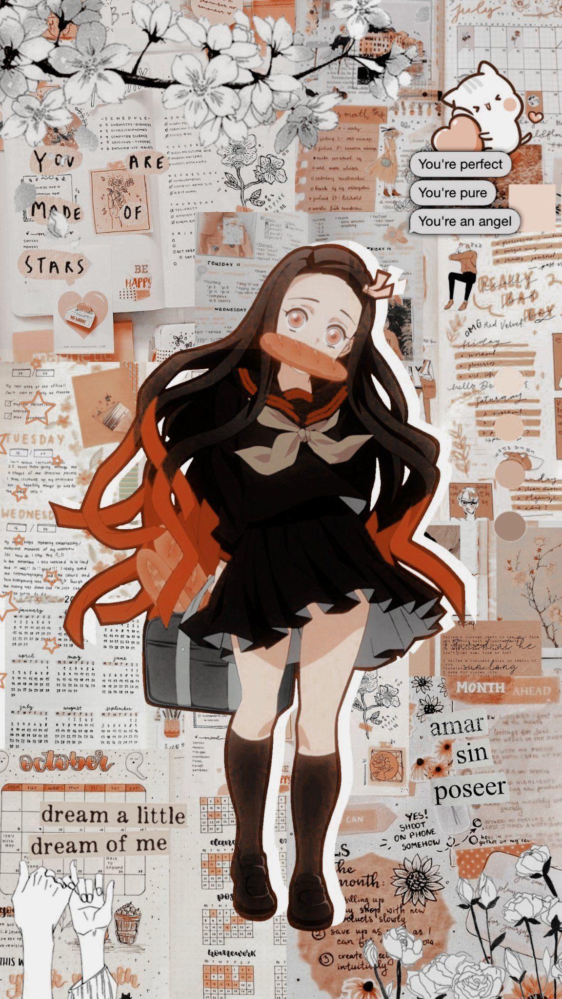 1152x2048 Nezuko Kamado aesthetic wallpaper( ꈍᴗꈍ) ideas. seni anime, seni, animasi