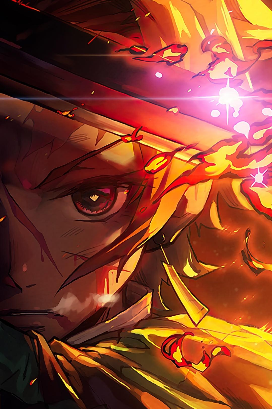 1080x1620 Tanjirou Kamado Demon Slayer Fire Art 1080x1620 Resolution Wallpaper, HD Anime 4K Wallpaper, Image, Photo and Background