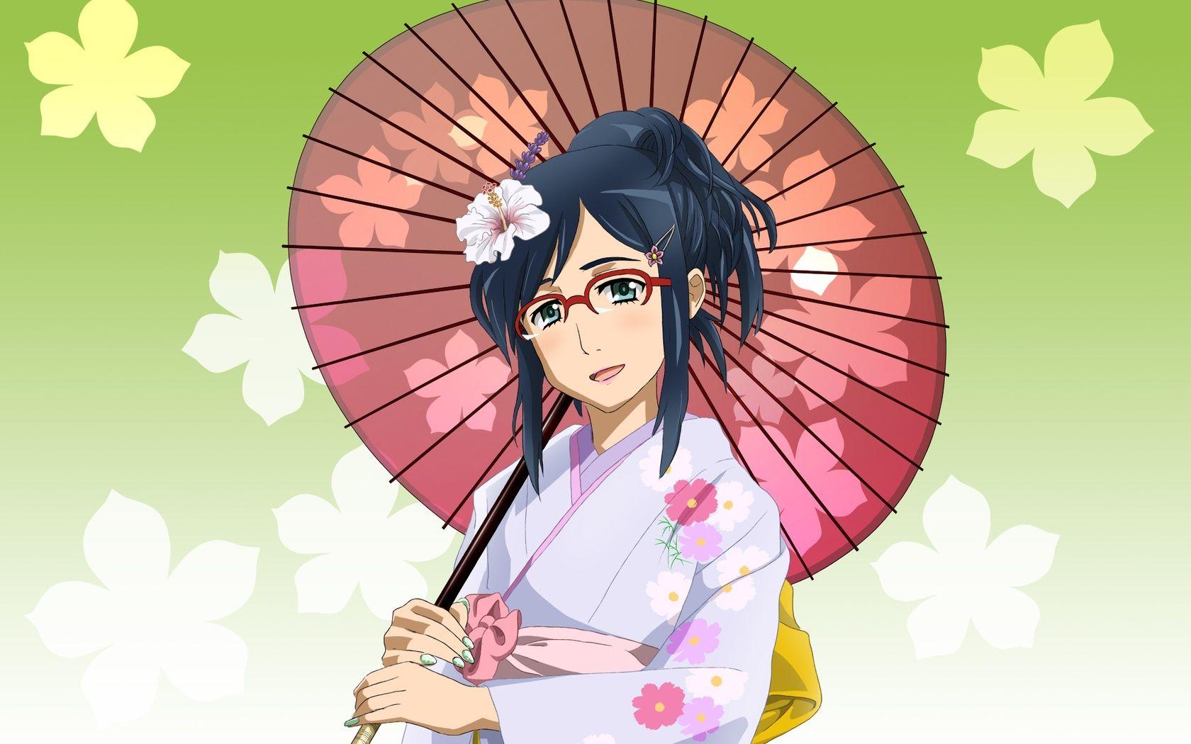 1680x1050 Find out: Smile Girl in Kimono wallpaper