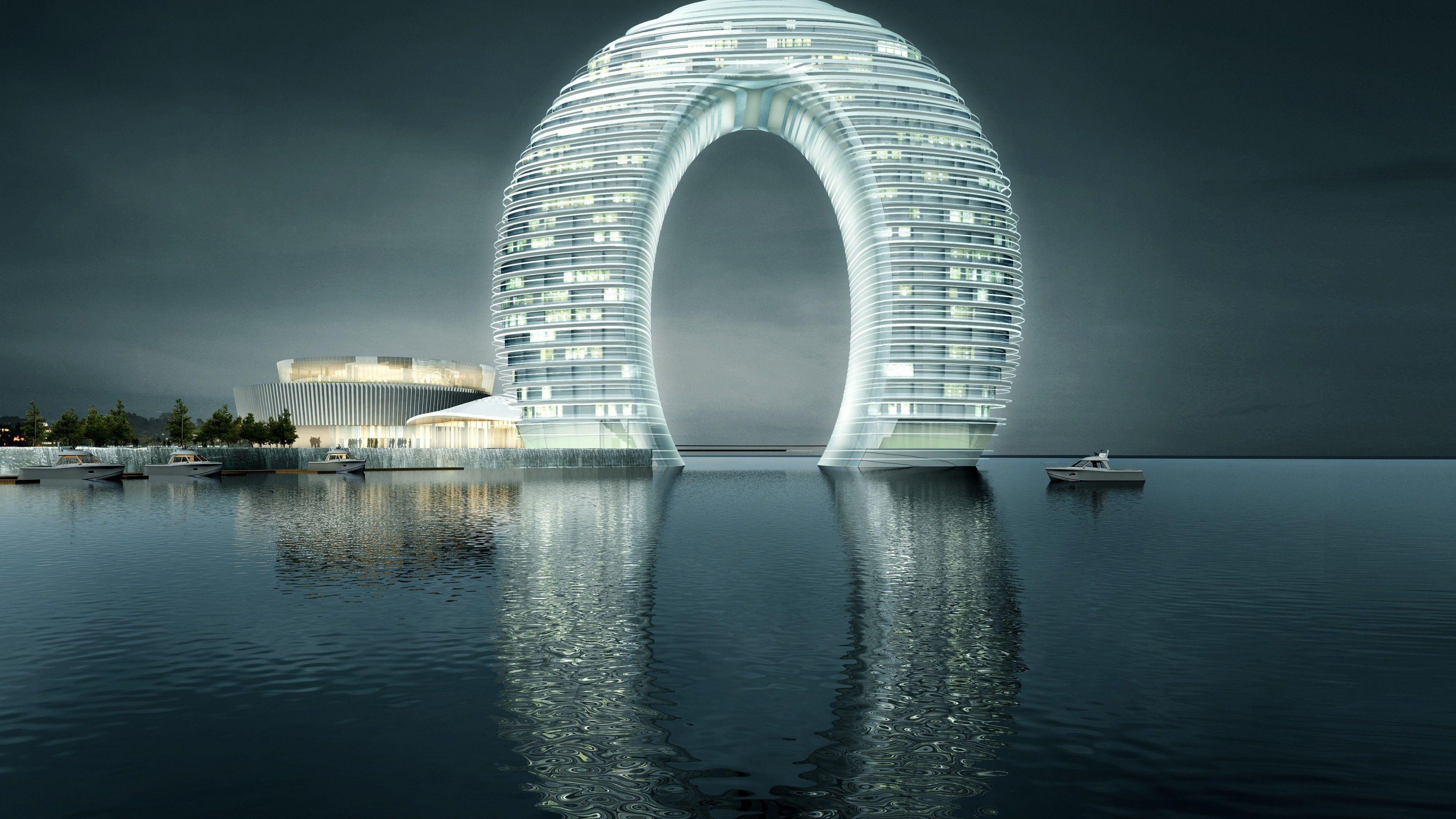 3840x2160 Wallpaper Sheraton Huzhou Hot Spring Resort, China, Best hotels