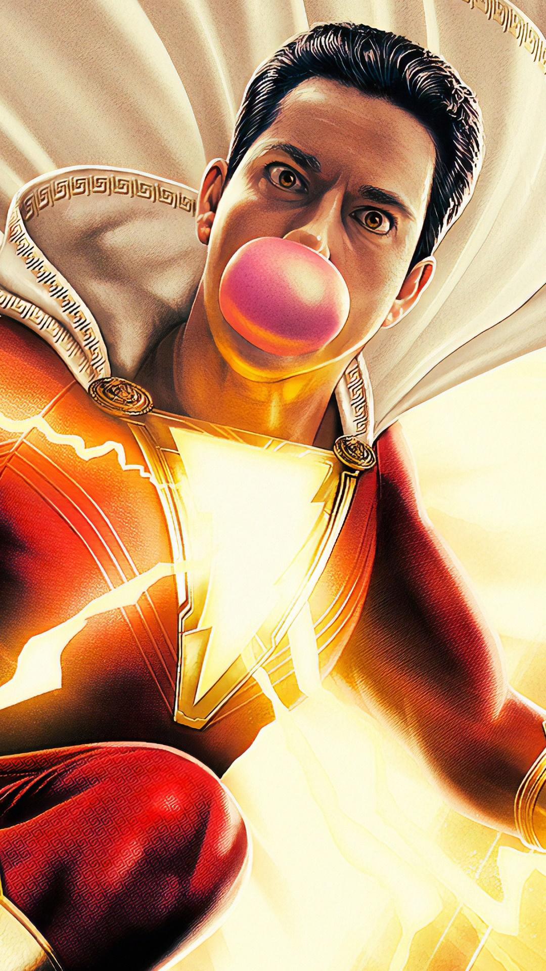 1080x1920 Wallpaper / Movie Shazam! Phone Wallpaper, Shazam (DC Comics), Zachary Levi, DC Comics, Billy Batson, Bubble Gum, 1080x1920 free download