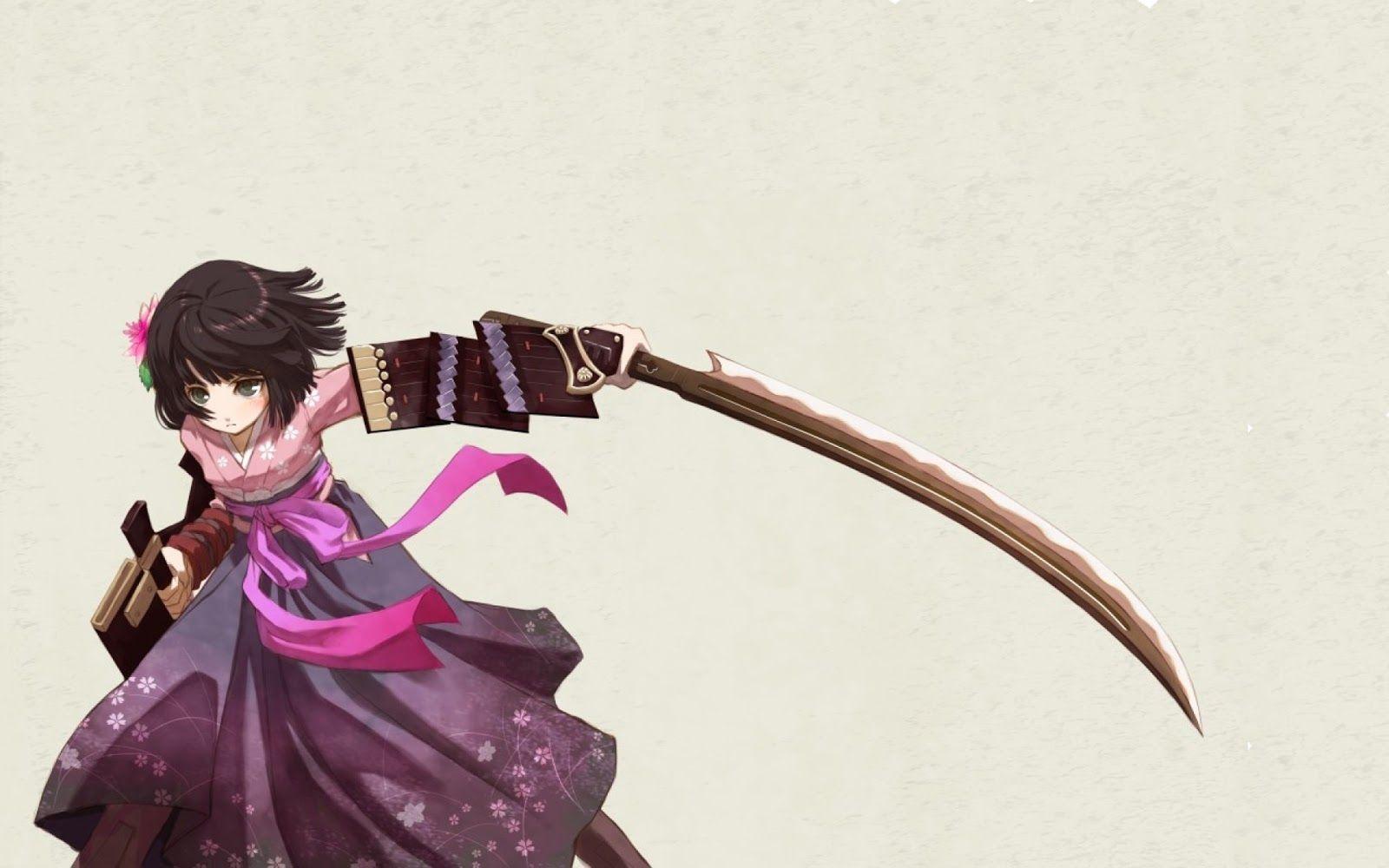 1600x1000 Samurai Girl Sword Kimono 2007 HD Wallpaper