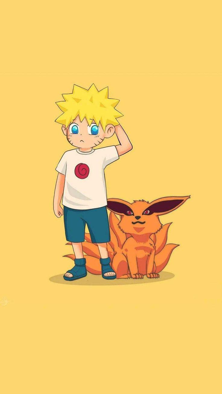 736x1308 Download Free Naruto and Kurama Wallpaper. Discover more Anime, Baby Kurama, Kurama, Manga, Naruto wallpaper. Kid naruto, Naruto wallpaper, Baby kurama