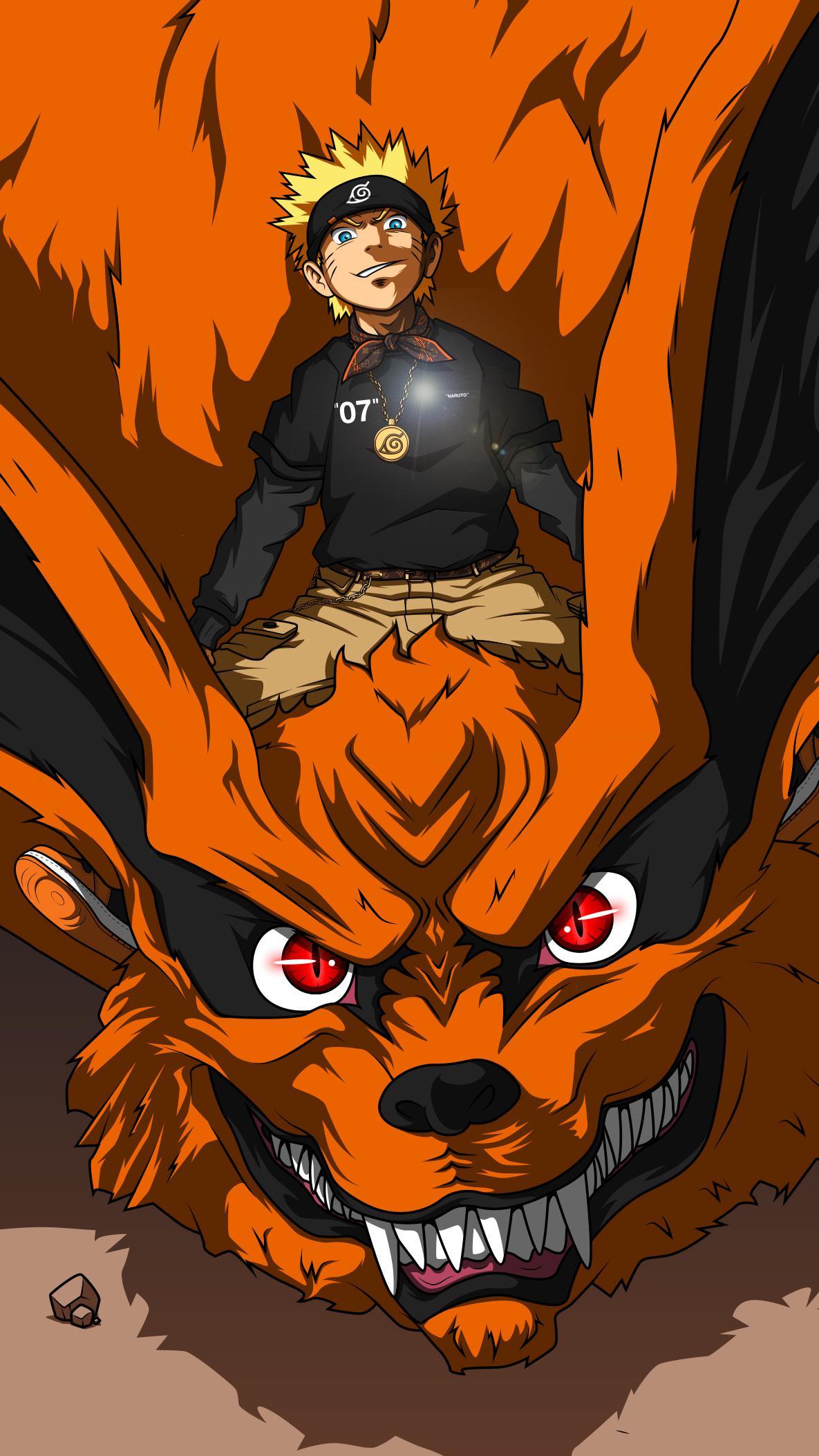 1185x2107 Naruto x Kurama wallpaper