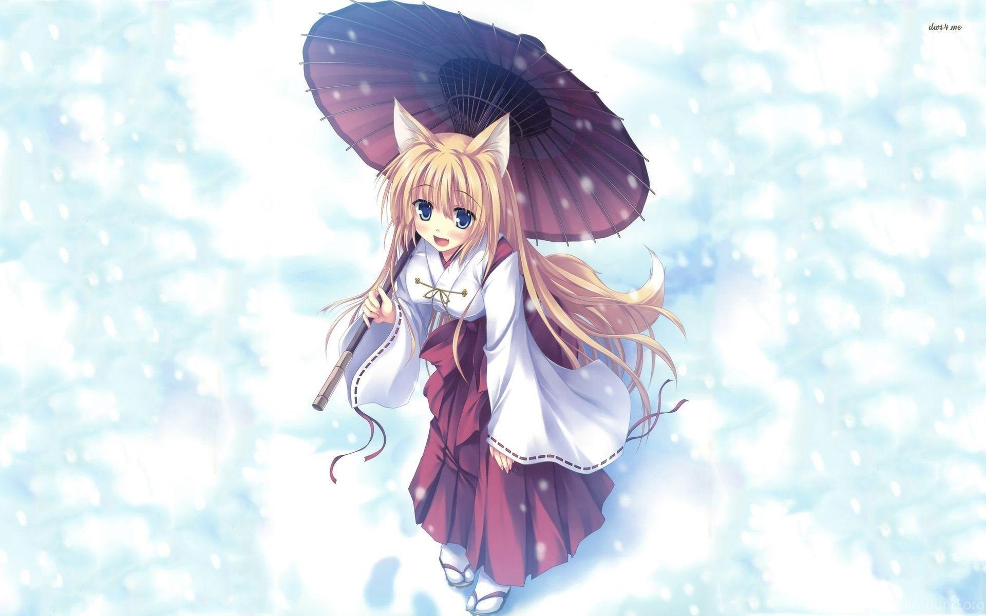 1920x1200 Cat Girl With Kimono Wallpaper Anime Wallpaper Desktop Background