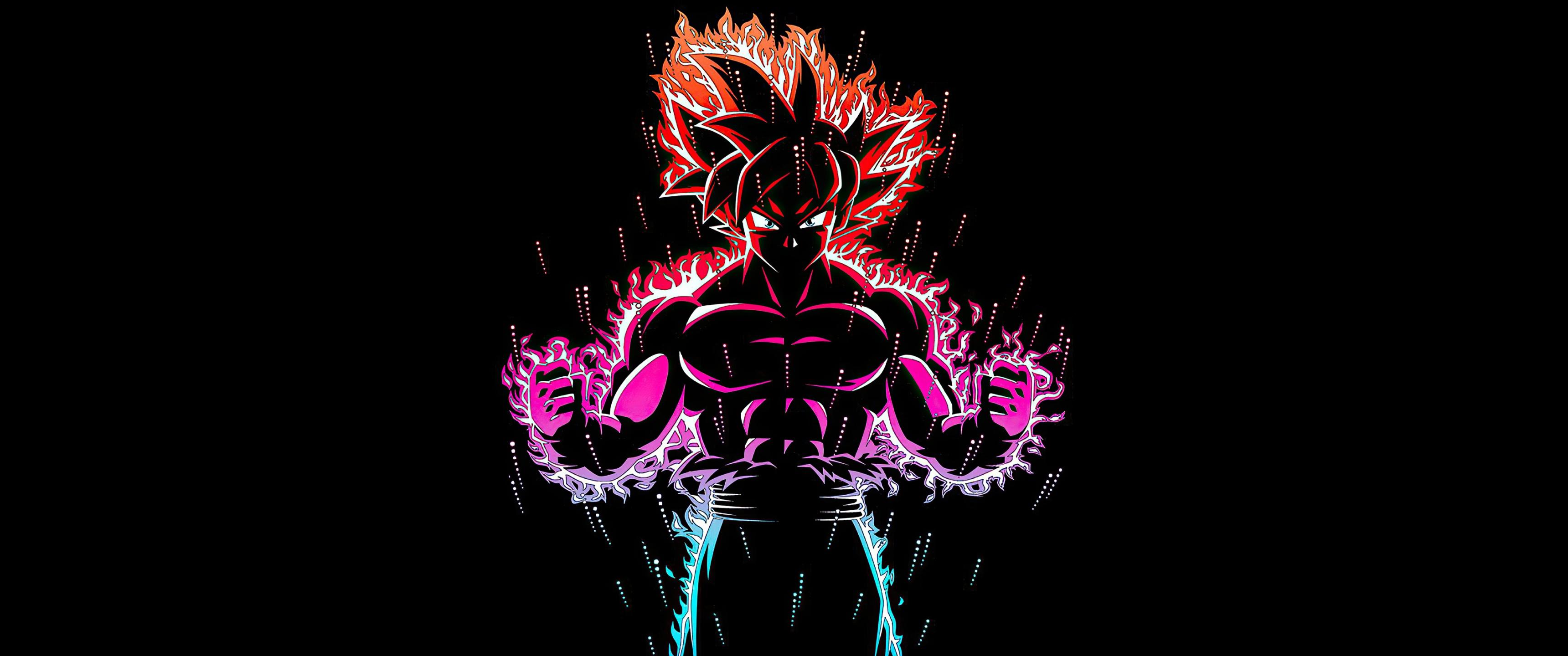 3440x1440 Ultra Instinct Goku Wallpaper 4K, Black Background, Black Dark