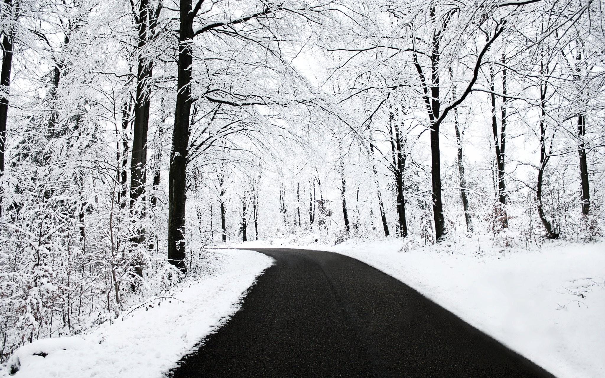 2048x1280 winter, Snow, Road, Trees Wallpaper HD / Desktop and Mobile Background