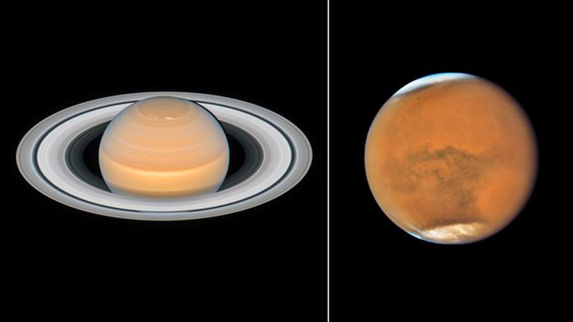 1920x1080 Hubble Telescope takes sharp new photo of Saturn and Mars