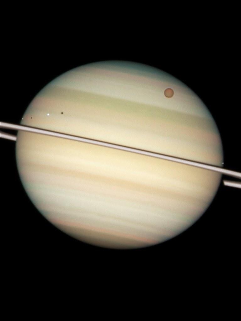 768x1024 Saturn and Titan Wallpaper. Hubble Space Telescope image of