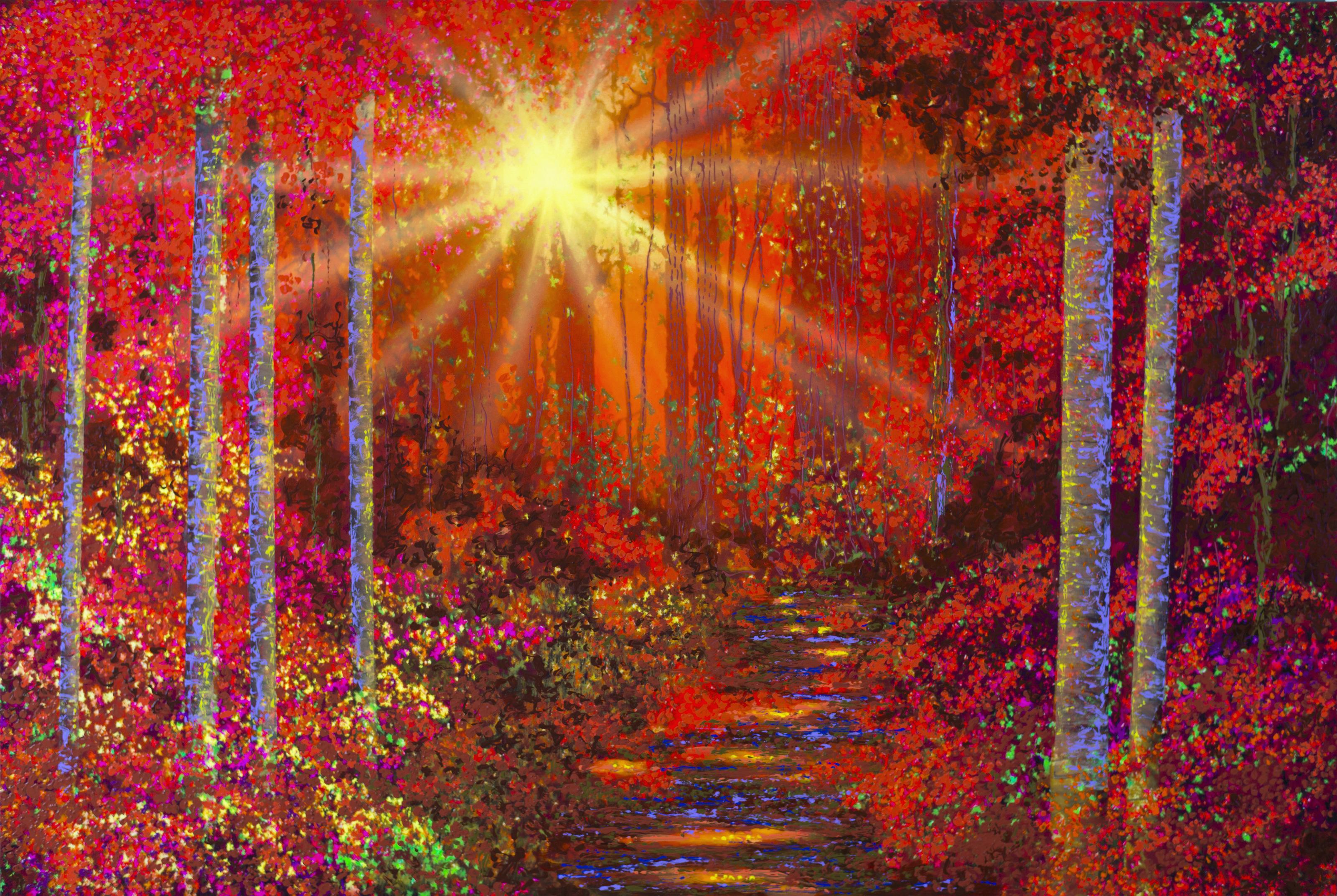3200x2144 Crimson Forest Mural By David Miller Your Way