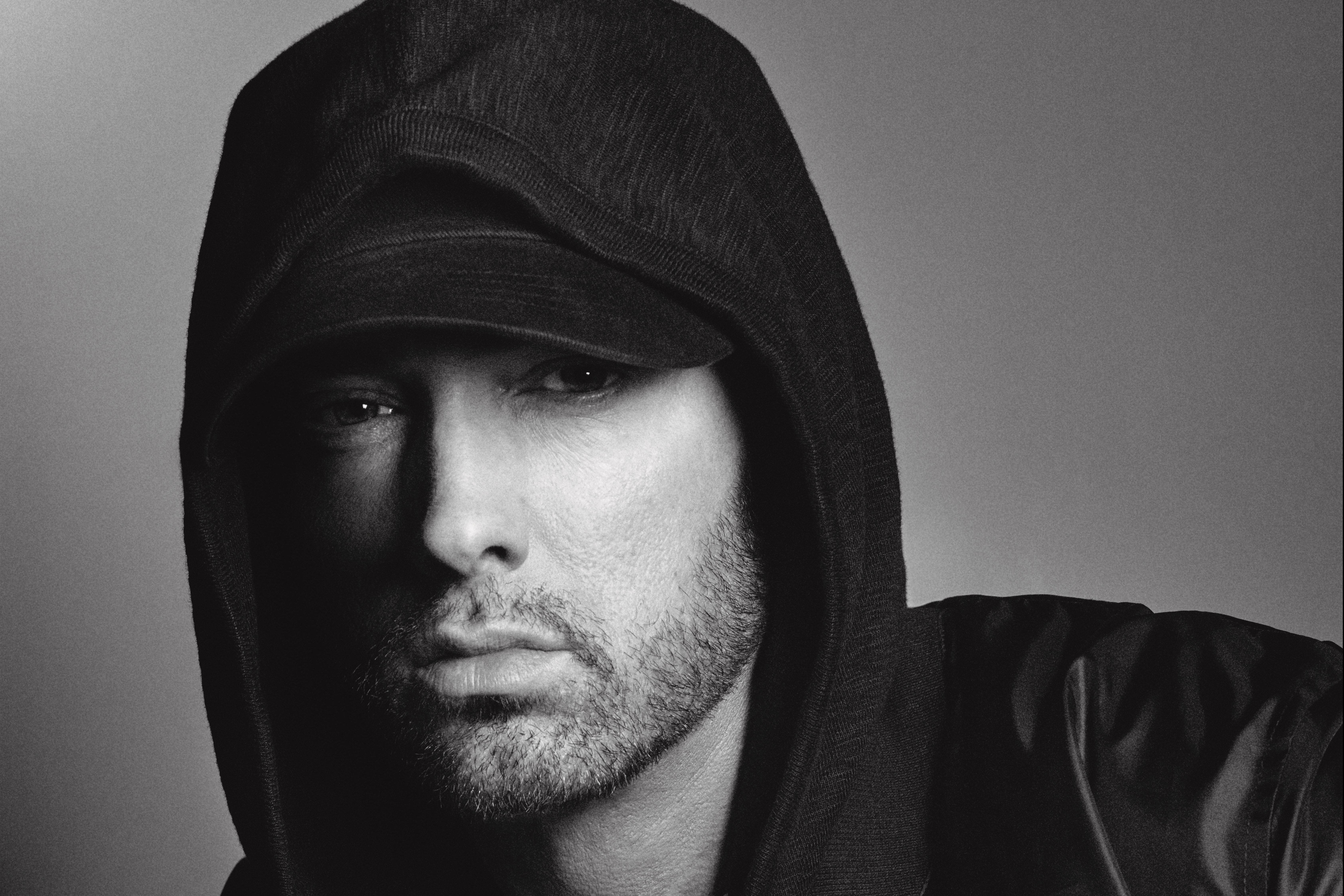6738x4492 Eminem, Hood, American, Black & White, Singer Gallery HD Wallpaper
