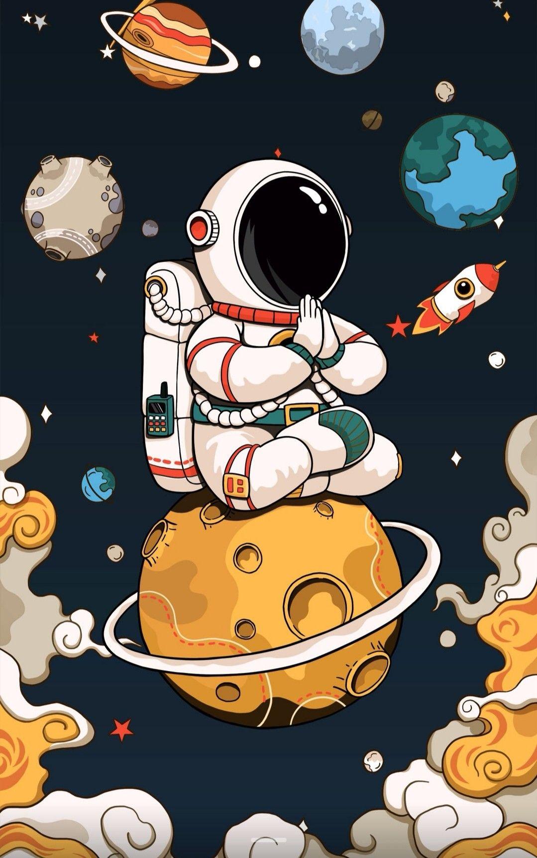 1079x1724 Astronaut. Cute cartoon wallpaper, Cool wallpaper cartoon, Astronaut wallpaper