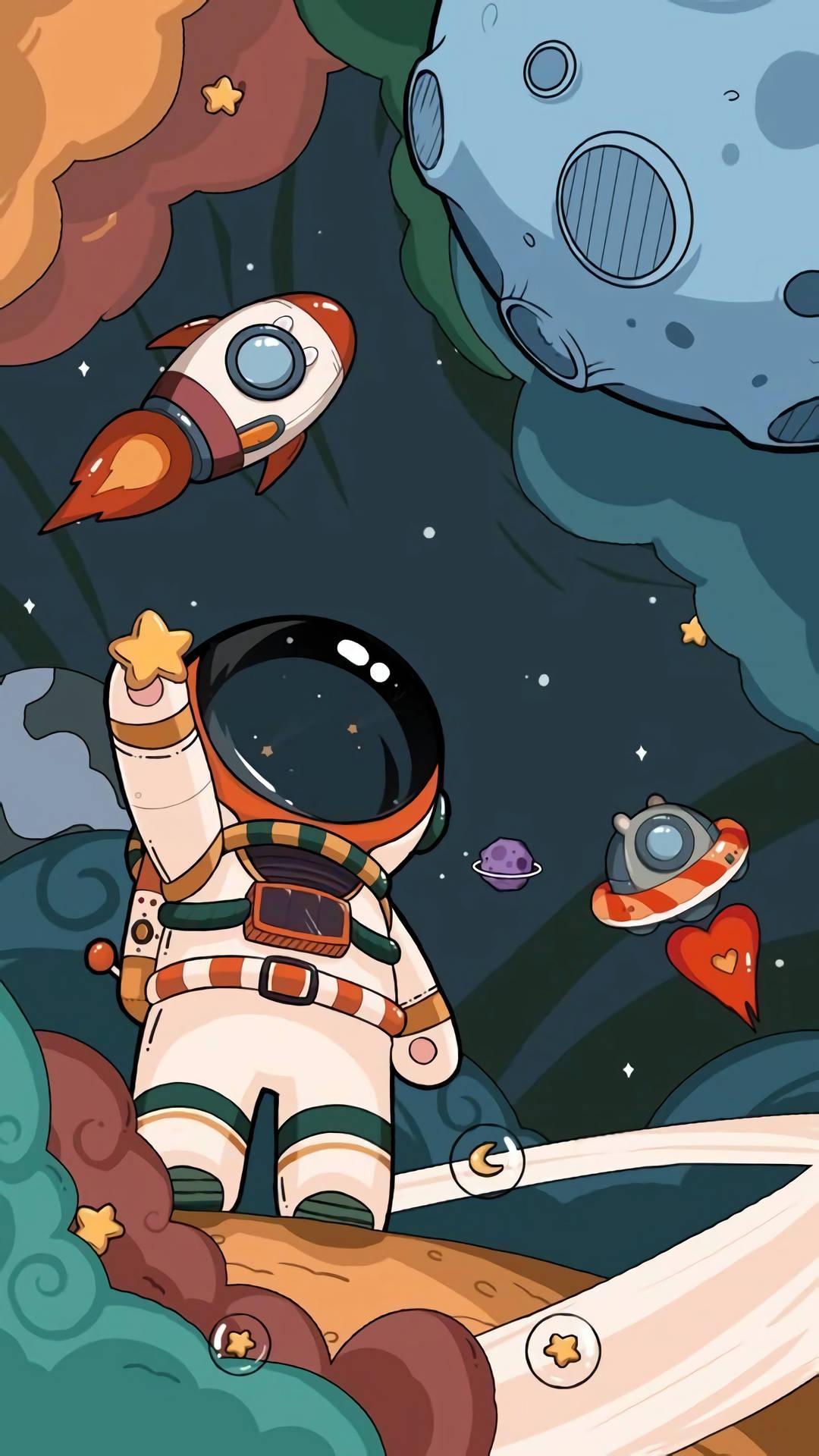 1080x1920 Cartoon Astronaut Wallpaper