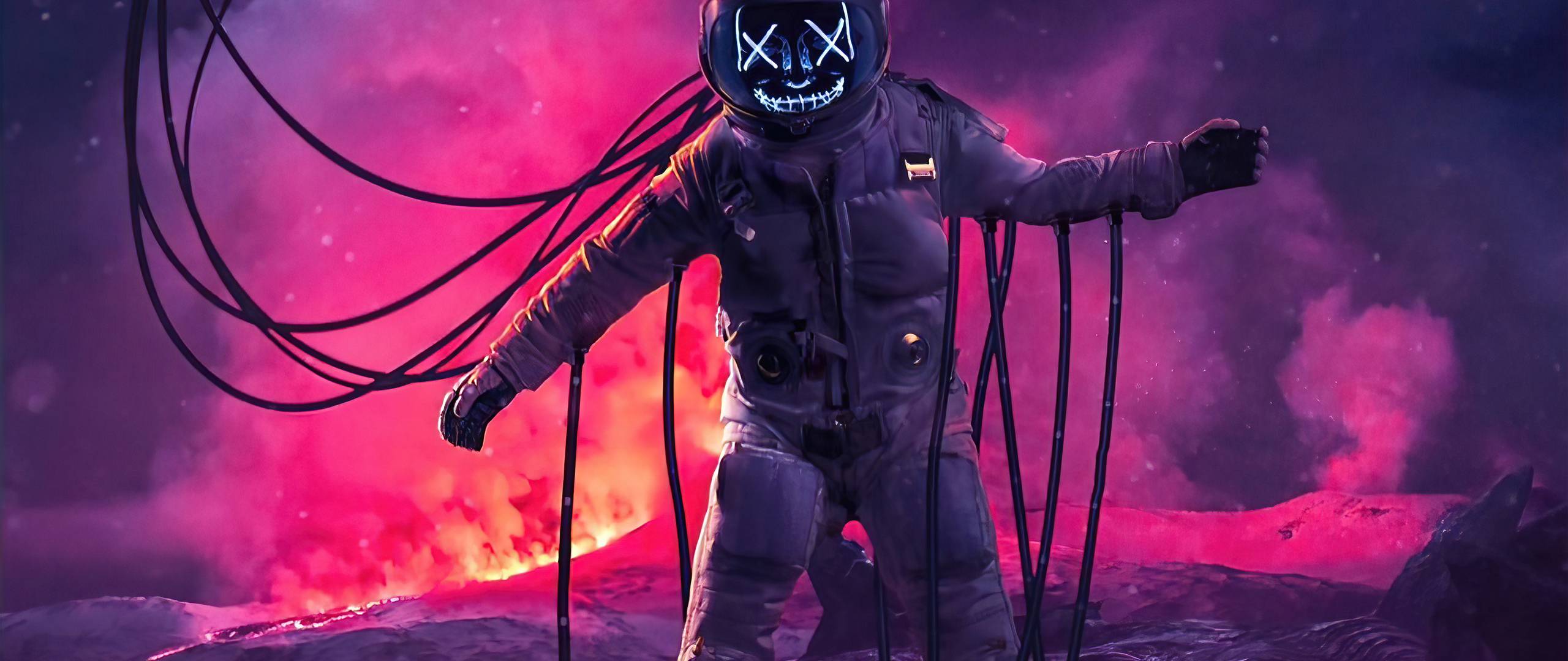 2560x1080 Astronaut Fake Smile In Hell 4k 2560x1080 Resolution HD 4k Wallpaper, Image, Background, Photo and Picture