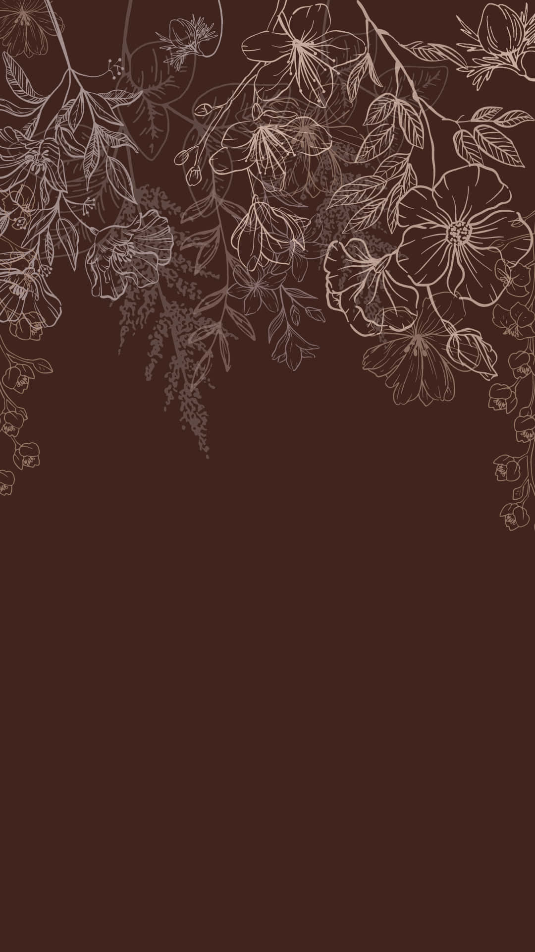 1080x1920 Download Floral Minimalist Brown Aesthetic Wallpaper