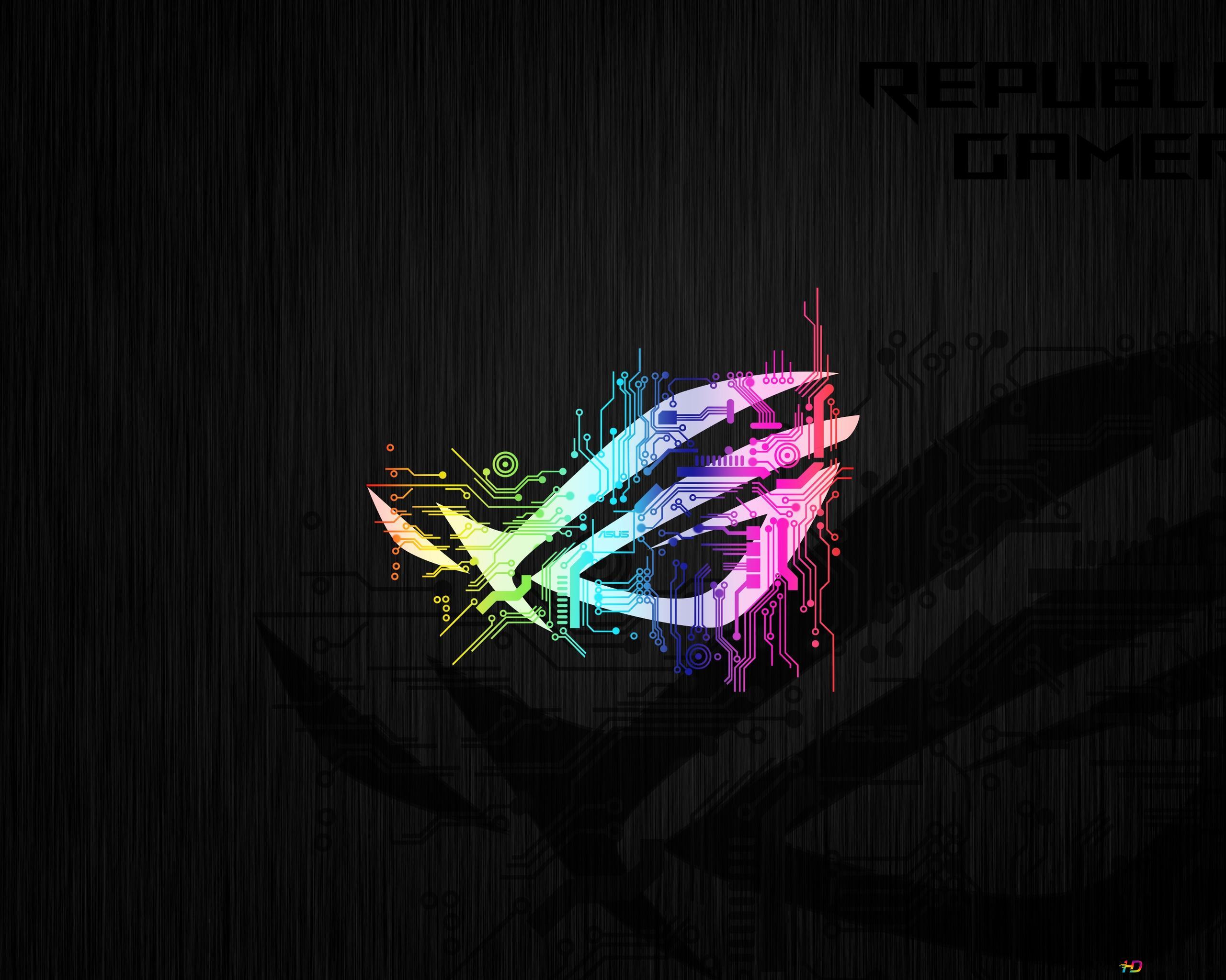 2560x2048 Asus ROG [Republic Of Gamers] Hi Tech Rainbow Neon LOGO 4K Wallpaper Download