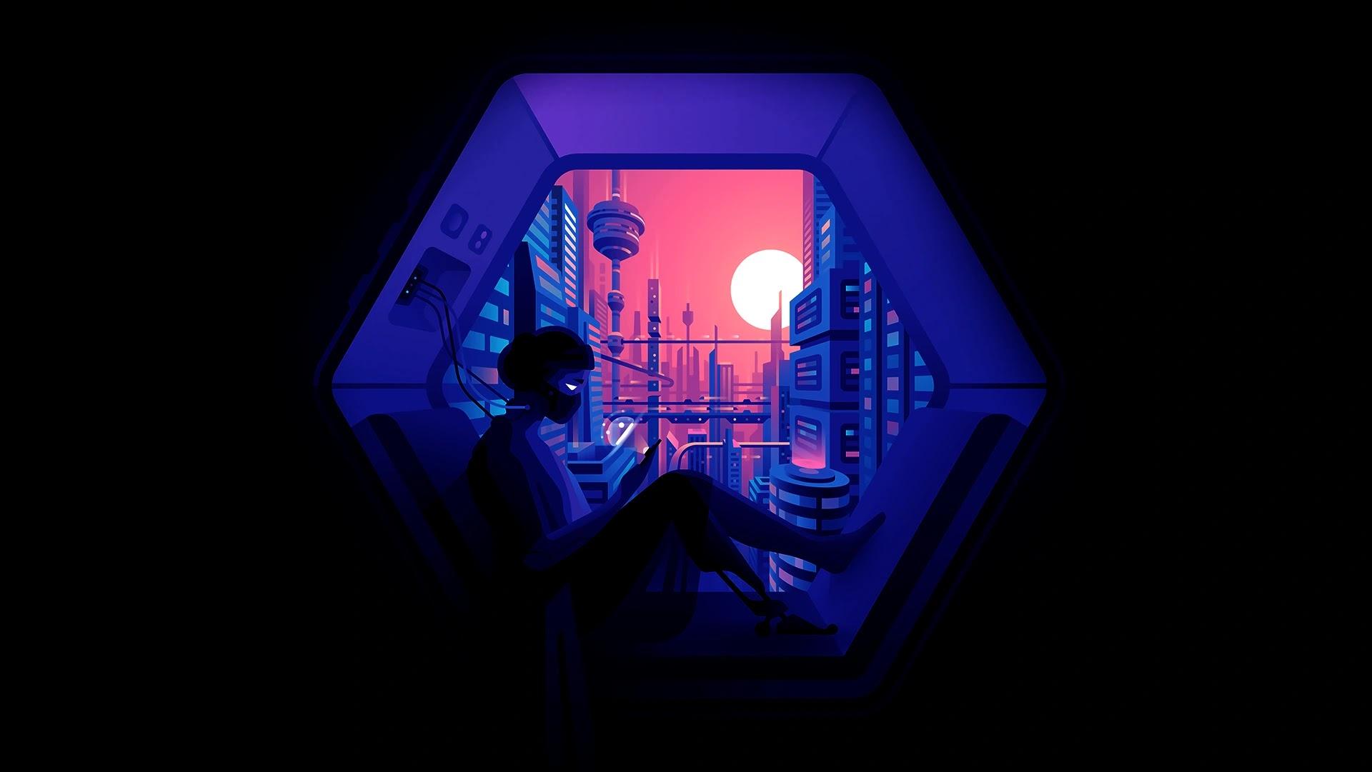 1920x1081 4K Wallpaper for PC: Futuristic Window to City