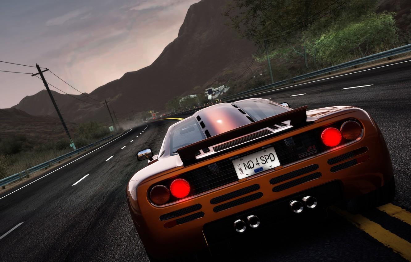 1332x850 Wallpaper road, machine, mountains, power lines, Need for Speed: Hot Pursuit image for desktop, section игры