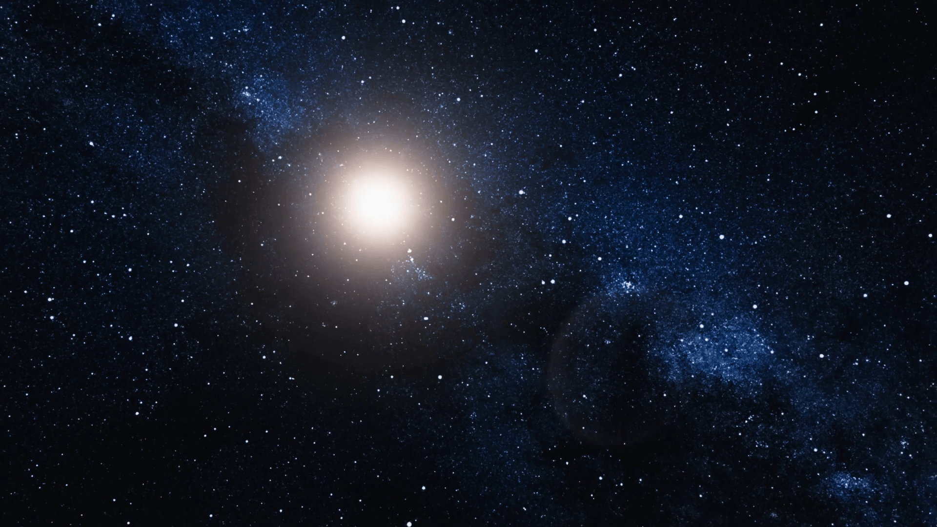 1920x1080 Flying through a star field and Sun in outer space. Spinning