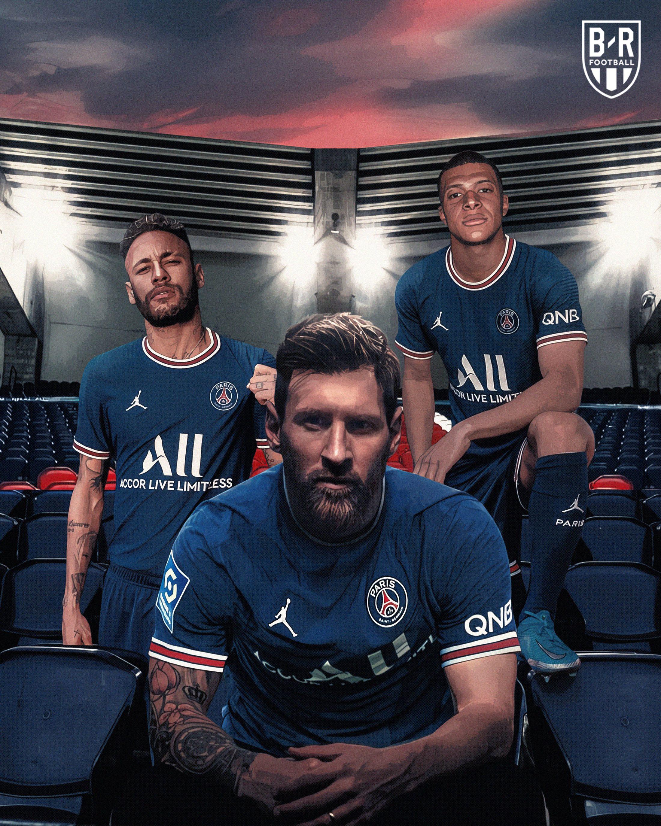 2200x2750 Messi Neymar Mbappe PSG Wallpaper