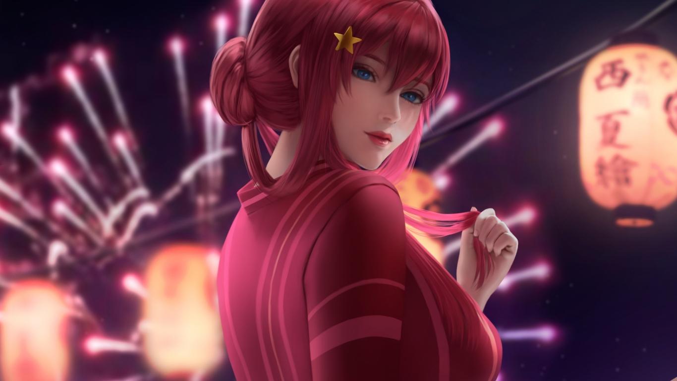 1366x768 Red Head Itsuki Nakano 5 Toubun No Hanayome Wallpaper