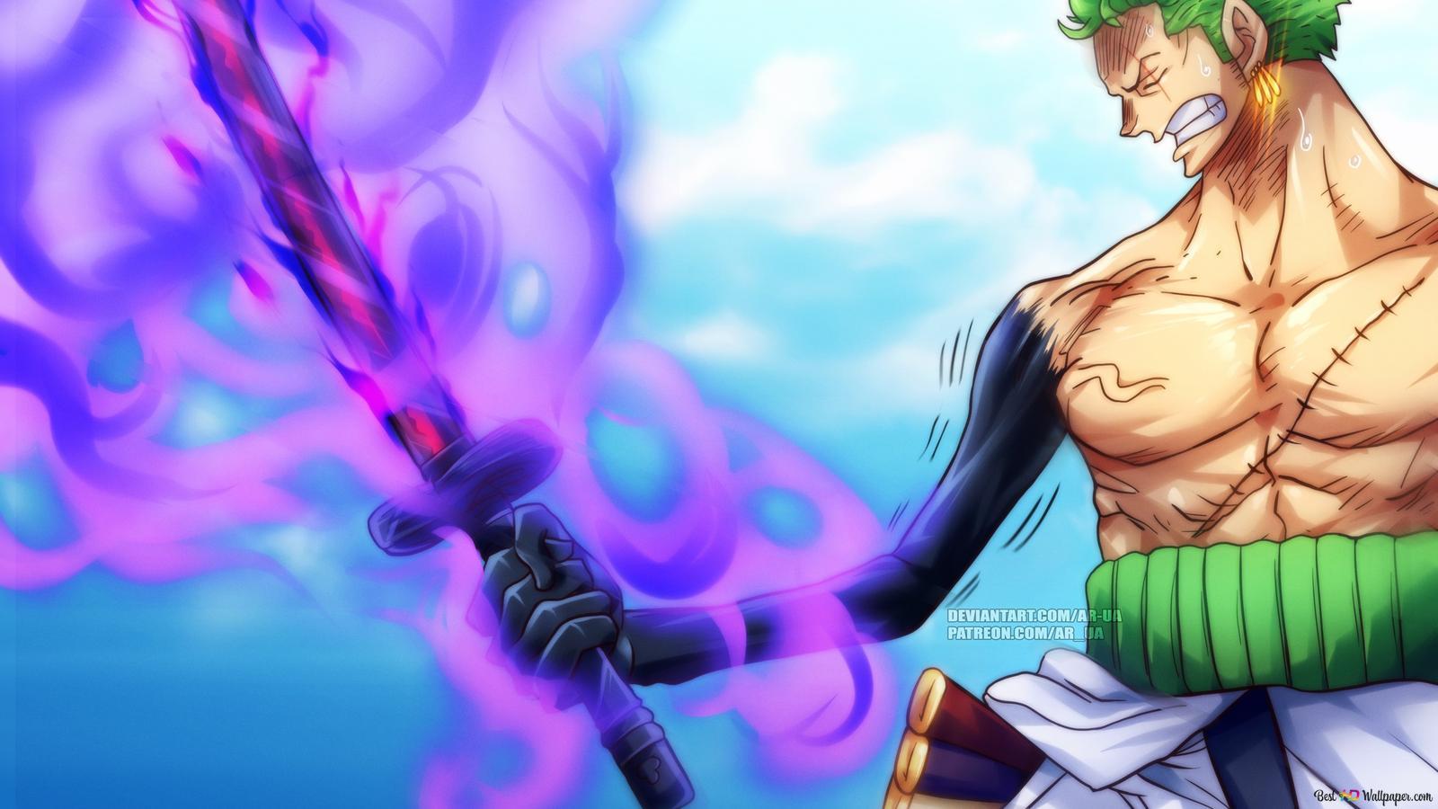 1600x900 One Piece Zoro Haki Absorbed by Enma Sword 2K wallpaper download
