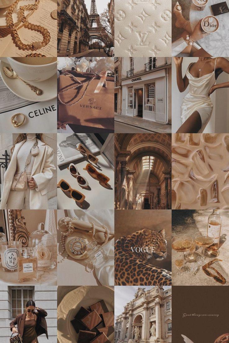 736x1104 Brown Collage Kit Brown Beige Tan Aesthetic Wall Collage Kit. Black Aesthetic Wallpaper, Brown Aesthetic, Cute Tumblr Wallpaper