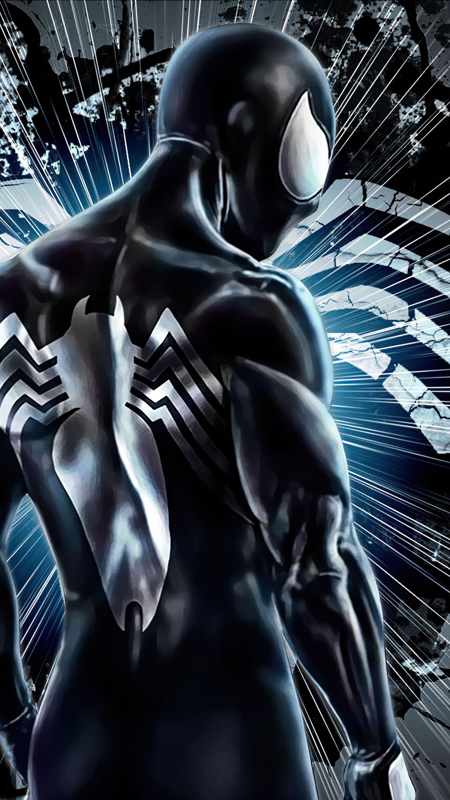 1440x2560 The Black Suit Spiderman Wallpaper