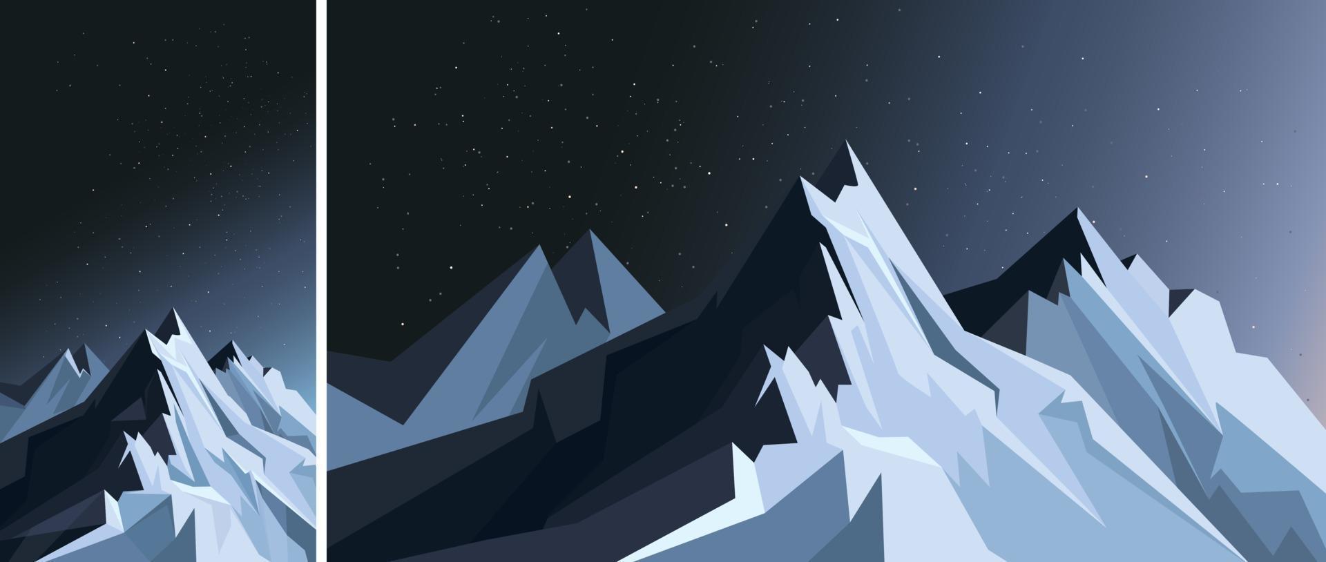 1920x814 Mountains in moonlight. Nature scenery in vertical and horizontal orientation
