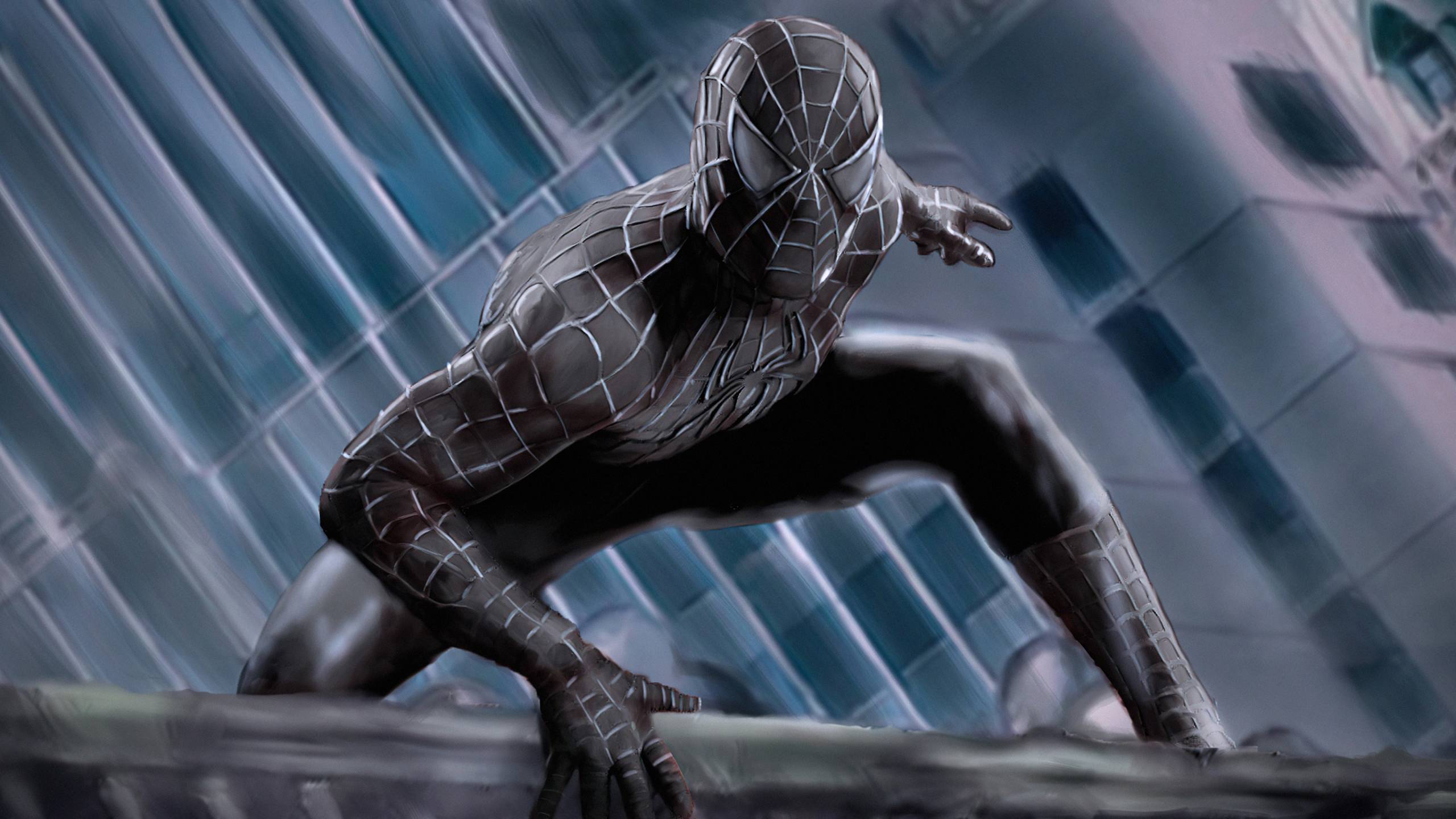 2560x1440 Marvel Comics Spider Man Black Costume 1440P Resolution Wallpaper, HD Superheroes 4K Wallpaper, Image, Photo And Background