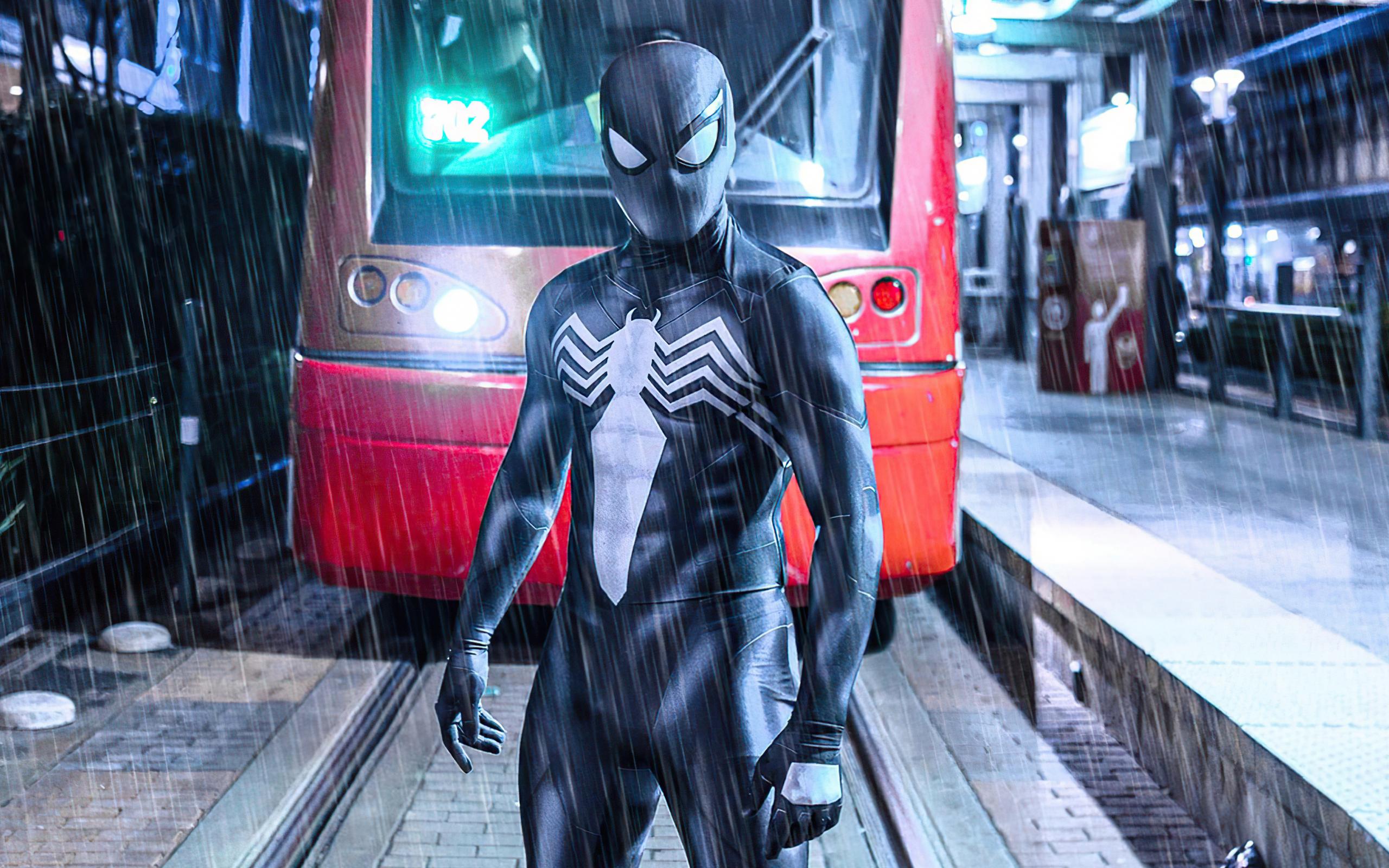 2560x1600 Download 2560x1600 Wallpaper Spider Man Ps Video Game, Dark Suit, Dual Wide, Widescreen 16: Widescreen, 2560x1600 HD Image, Background, 34240