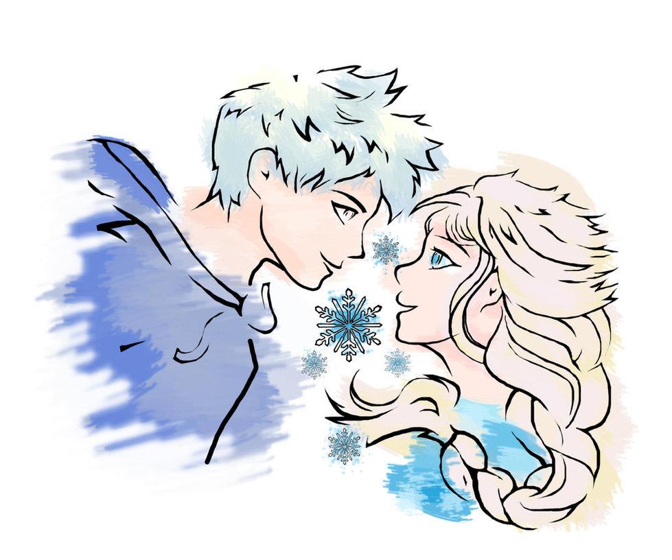 979x816 Jack Frost And Elsa In Love Drawings free image download