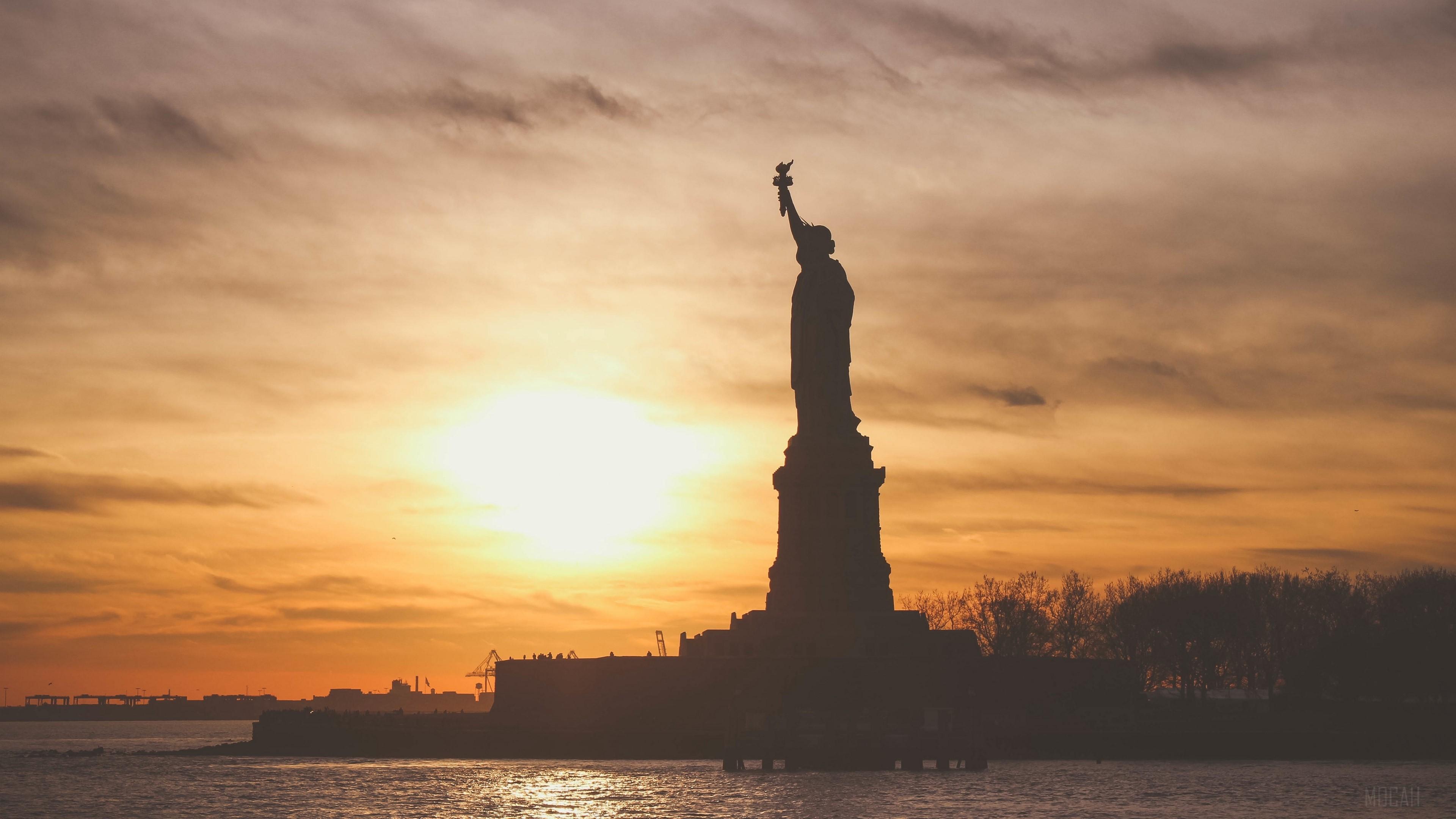 3840x2160 statue of liberty, usa, america, sunset, sculpture 4k Gallery HD Wallpaper